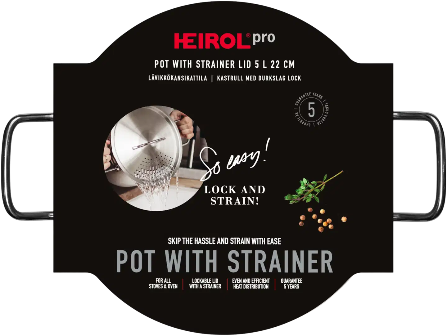 Heirol Lävikkökansikattila 5L 22cm Steely Pro - 3