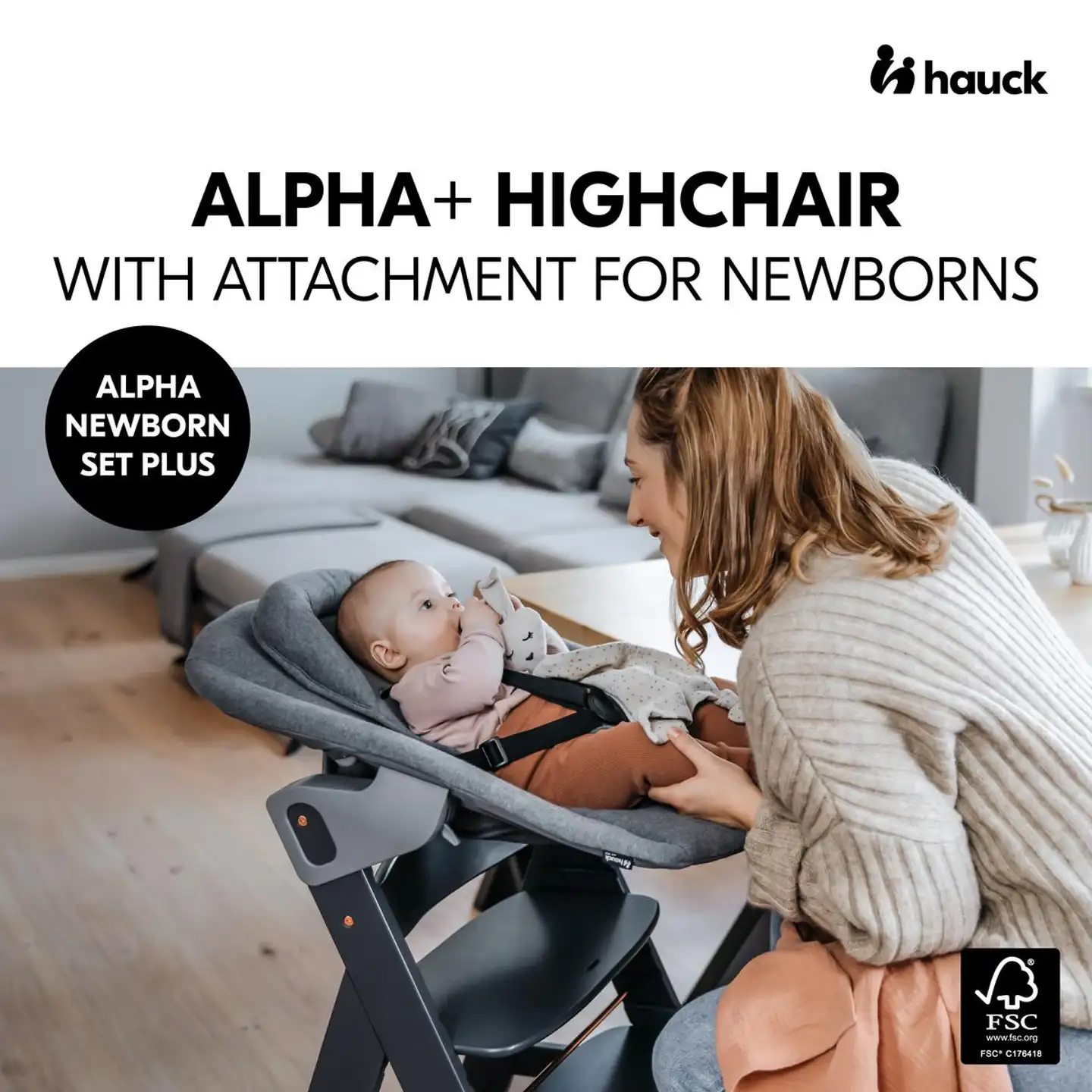 Hauck syöttötuolisetti Alpha Newborn tummanharmaa - 8