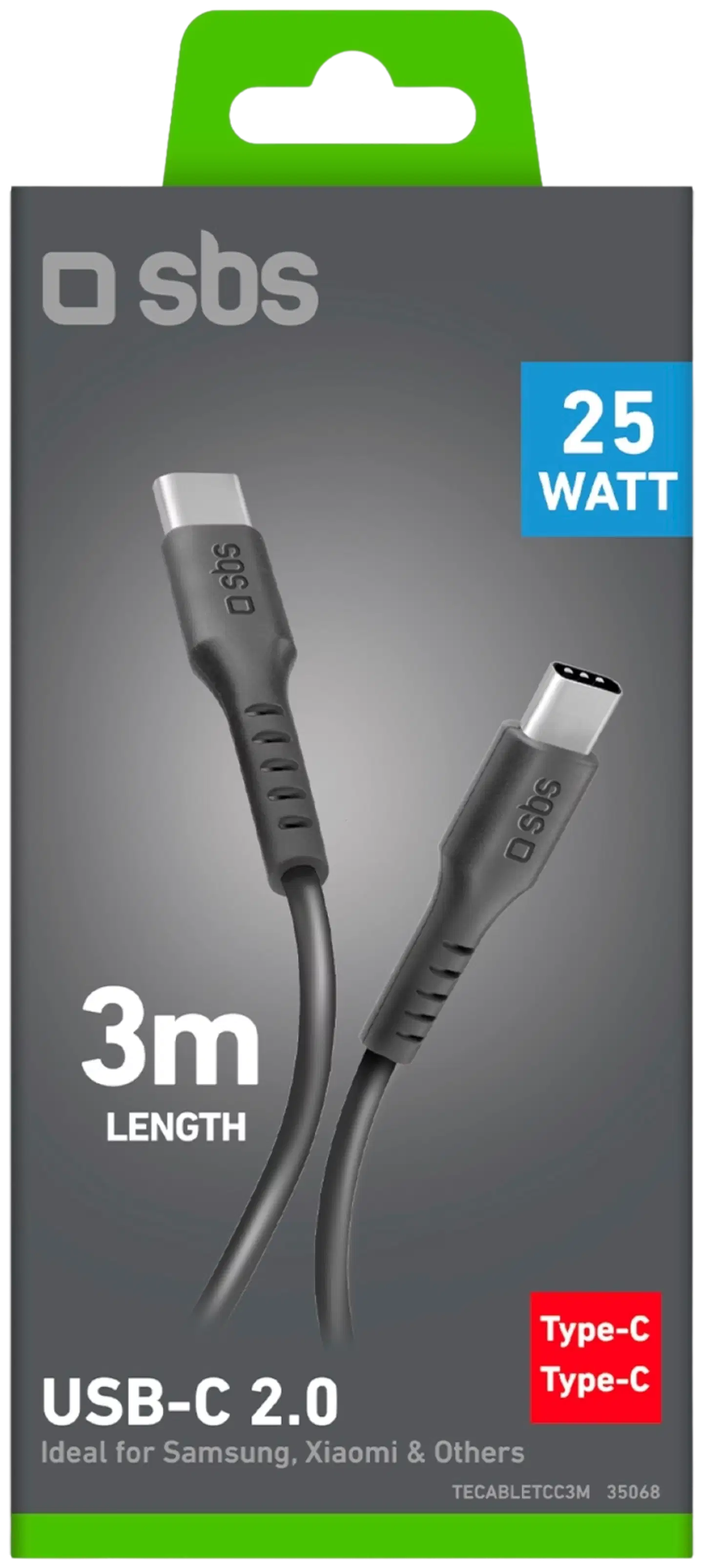 SBS latauskaapeli Usb-C To Usb-C 3 M musta - 2
