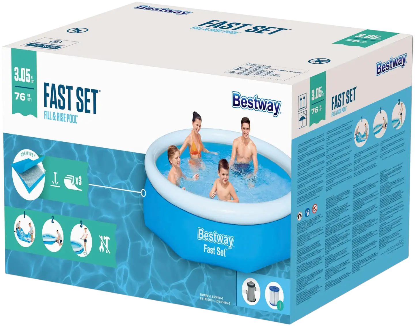 Bestway uima-allassetti Fast Set 305 x 76 cm pyöreä - 2