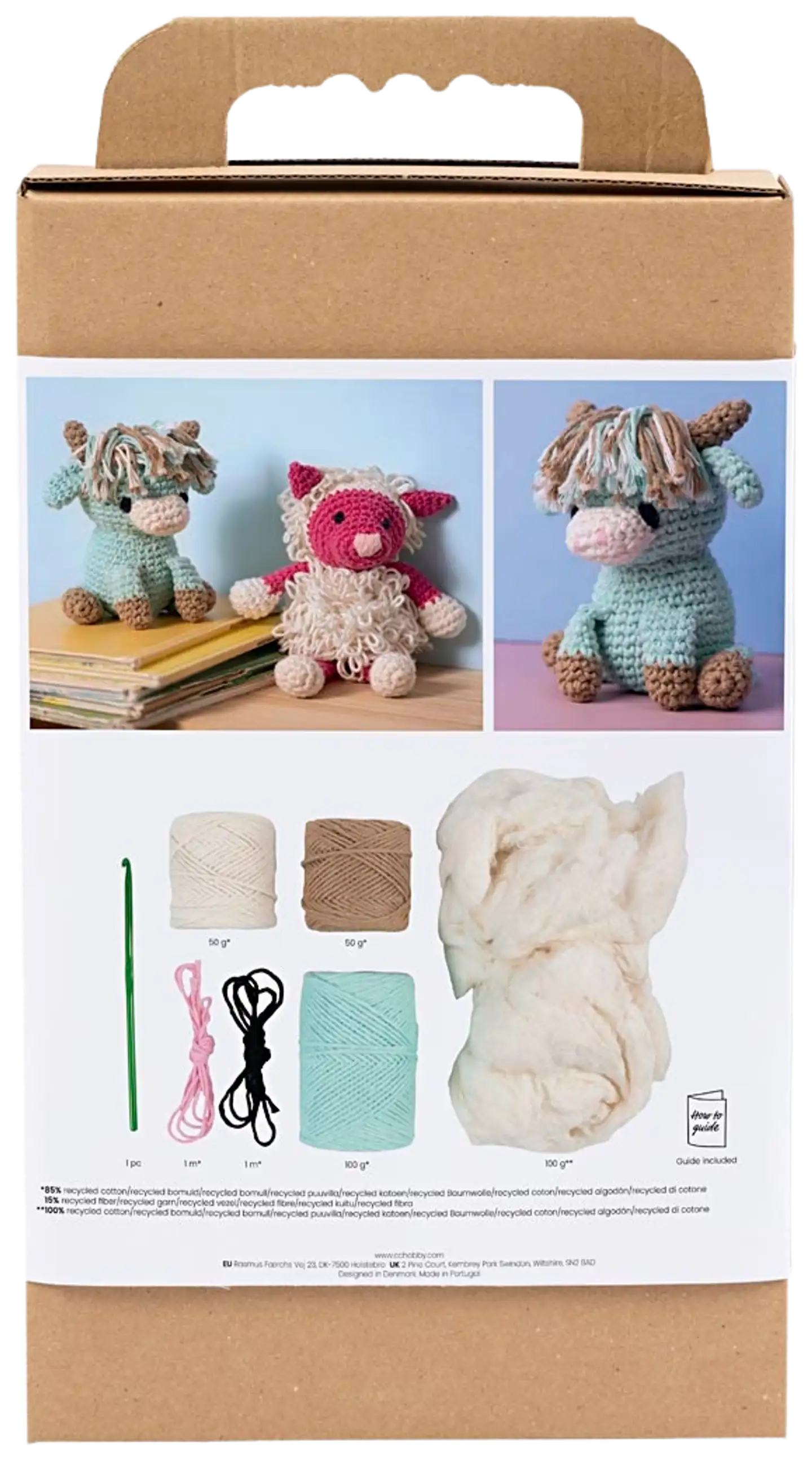 Amigurumi Askartelusetti, Lehmä, beige, mint, 1pkk/ 1 pkt - 2