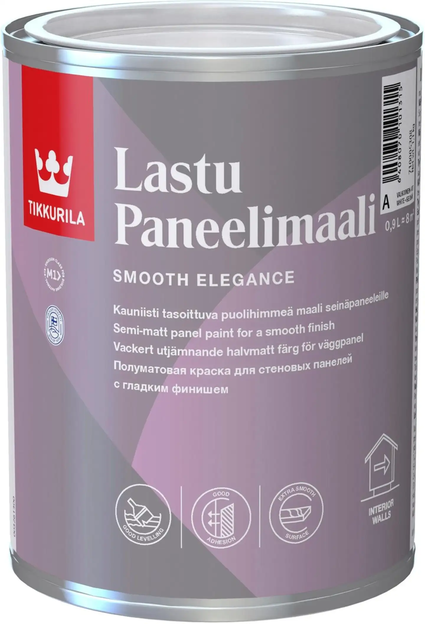 Tikkurila paneelimaali Lastu 0,9 l A valkoinen sävytettävissä puolihimmeä