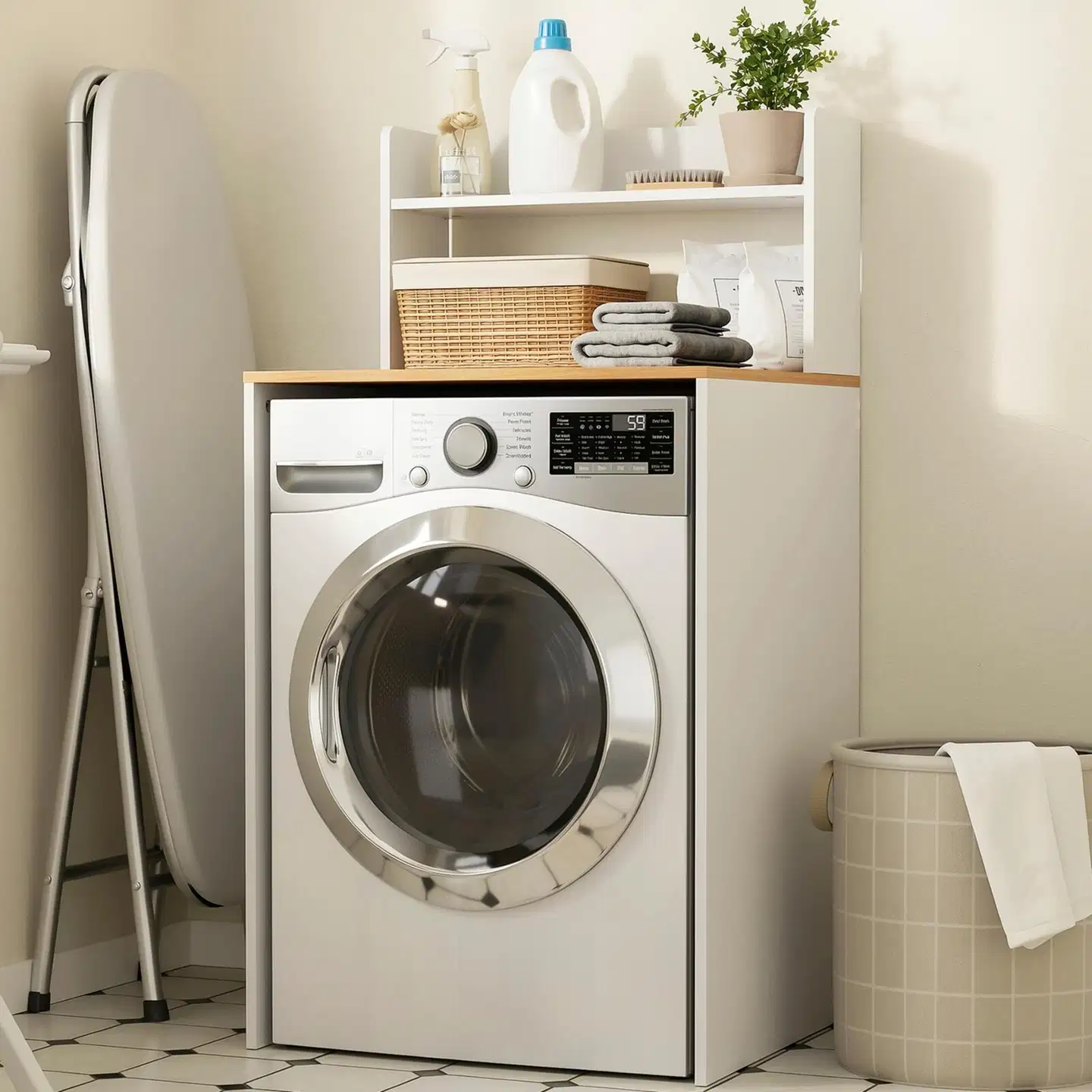 SoBuy pesukonekaappi valkoinen BZR224-WN - 2