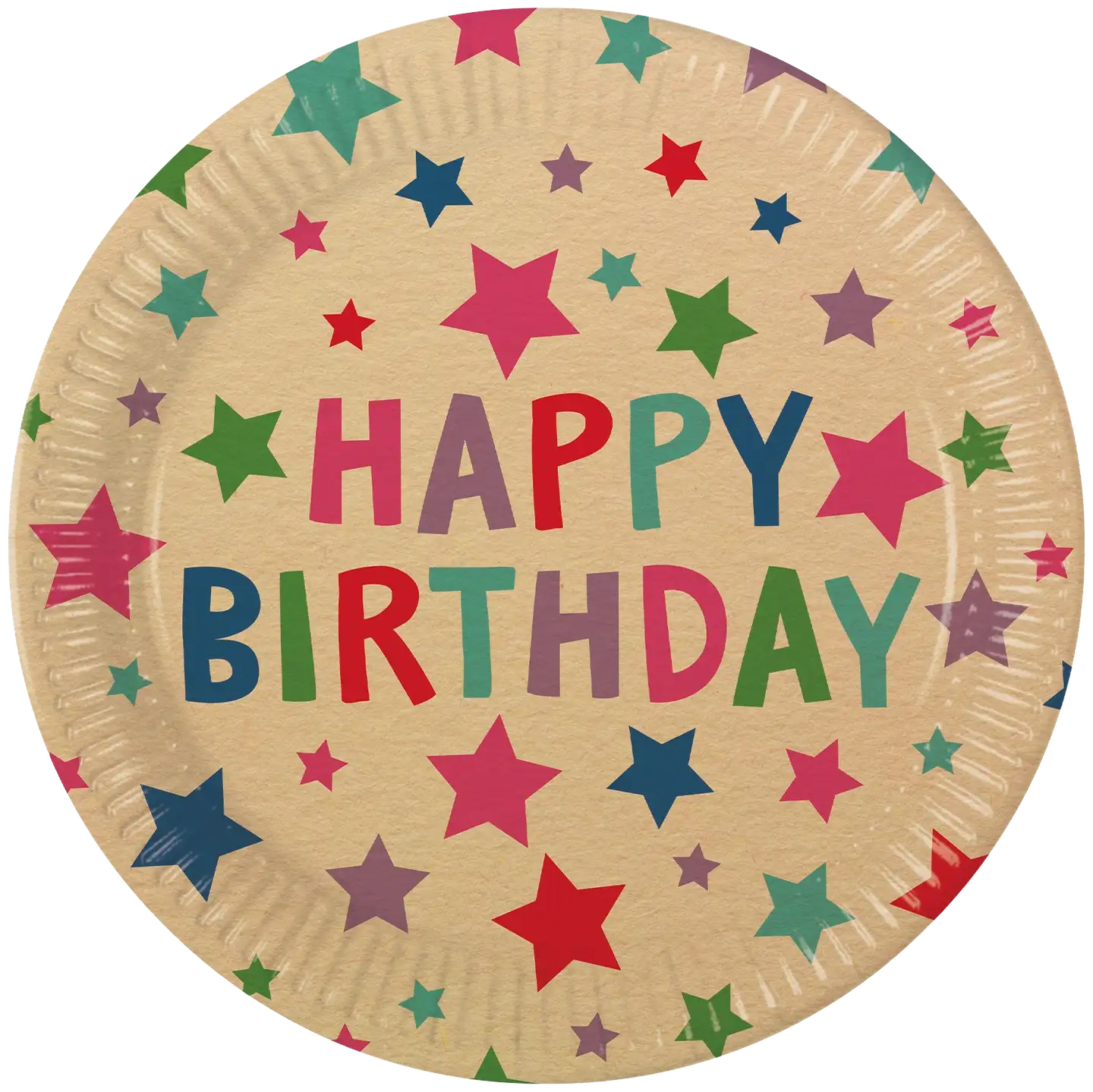 Kraft Happy Birthday with Stars FSC Kraft Paper Paperilautaset Next Generation Iso 23cm