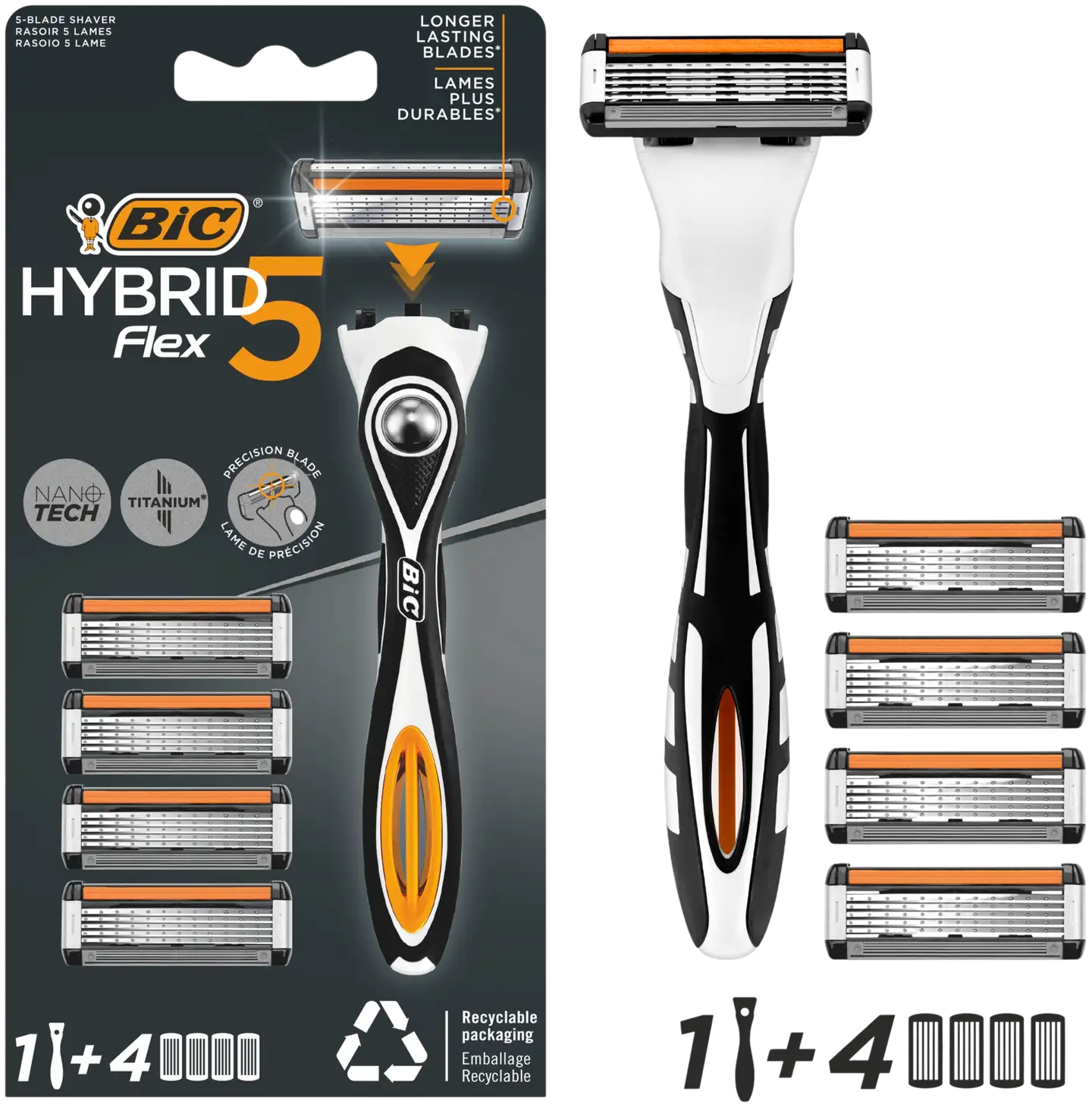 BIC Hybrid Flex 5 varsi ja 4 vaihtoterää