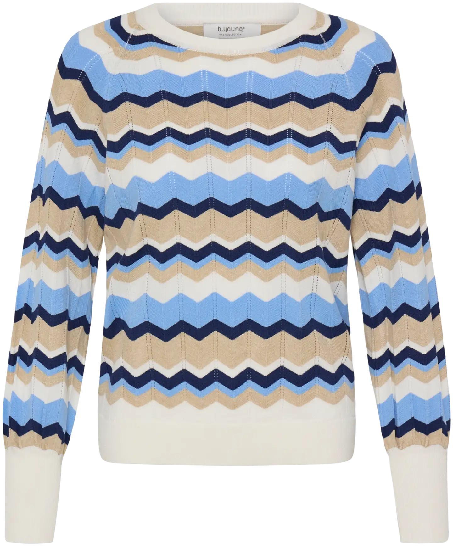 B.young naisten neulepusero Bymmorla - DELLA ROBBIA BLUE ZIG ZAG - 1