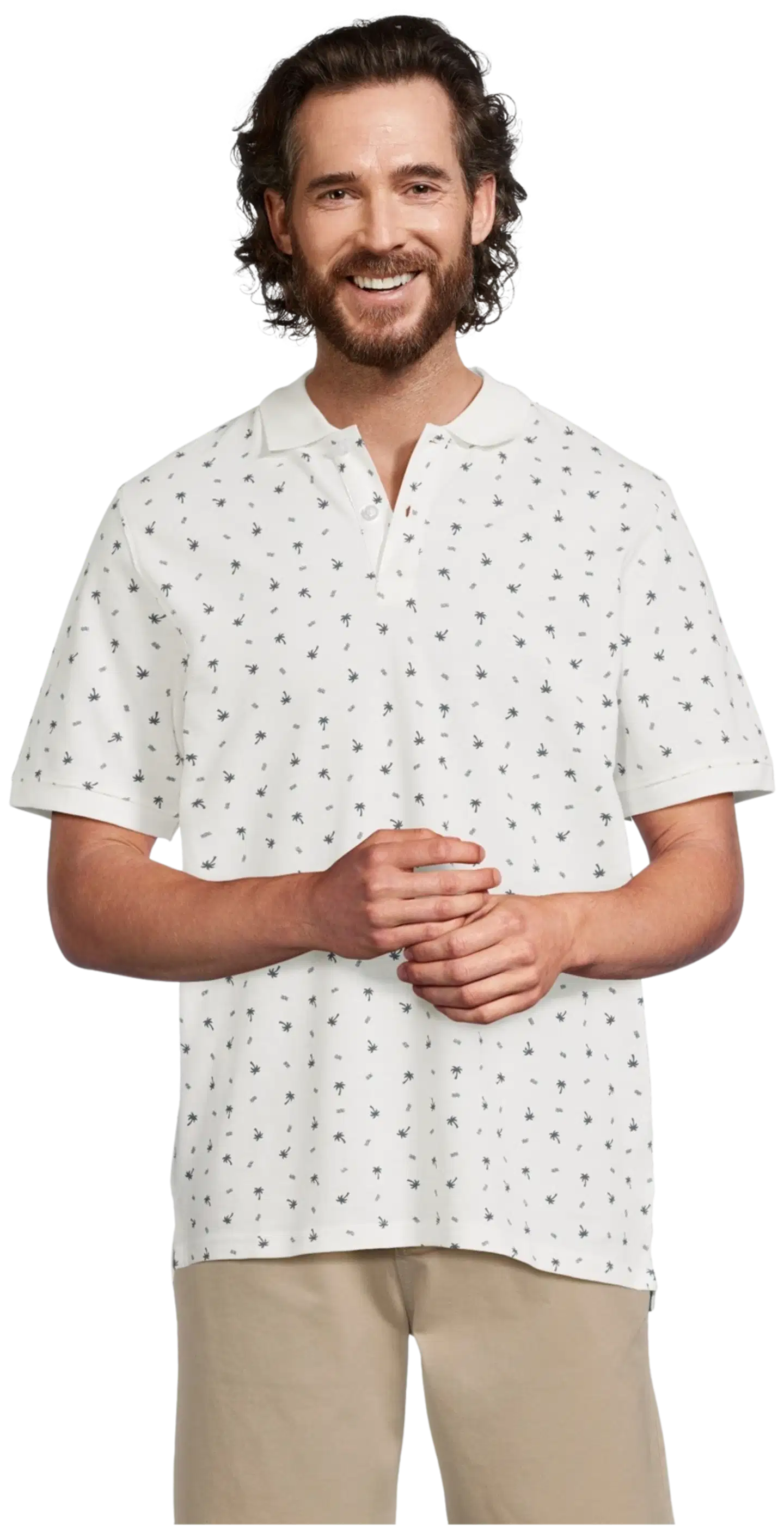 House miesten kuviollinen pikeepaita Palmu 195H152614 - WHITE - 1