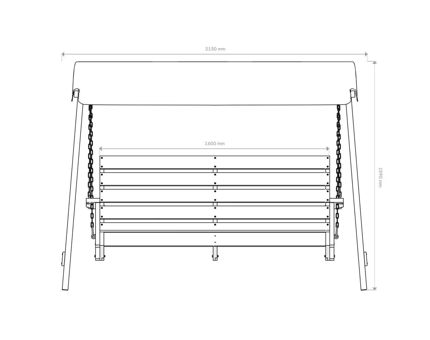 3-istuttava pihakeinu katoksella, valkoinen - 3
