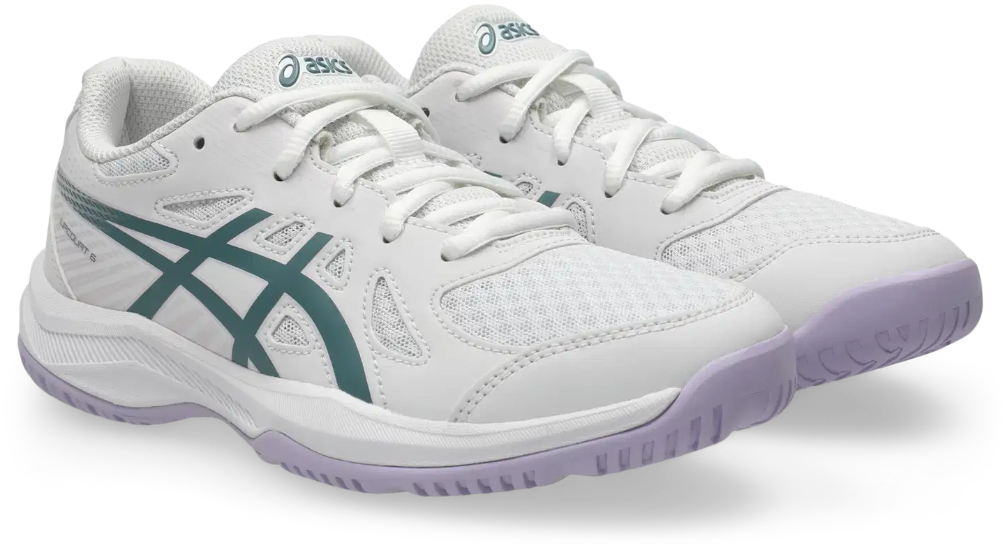 Asics Upcourt 6 GS lasten sisäpelikenkä - WHITE/FOGGY TEAL - 1