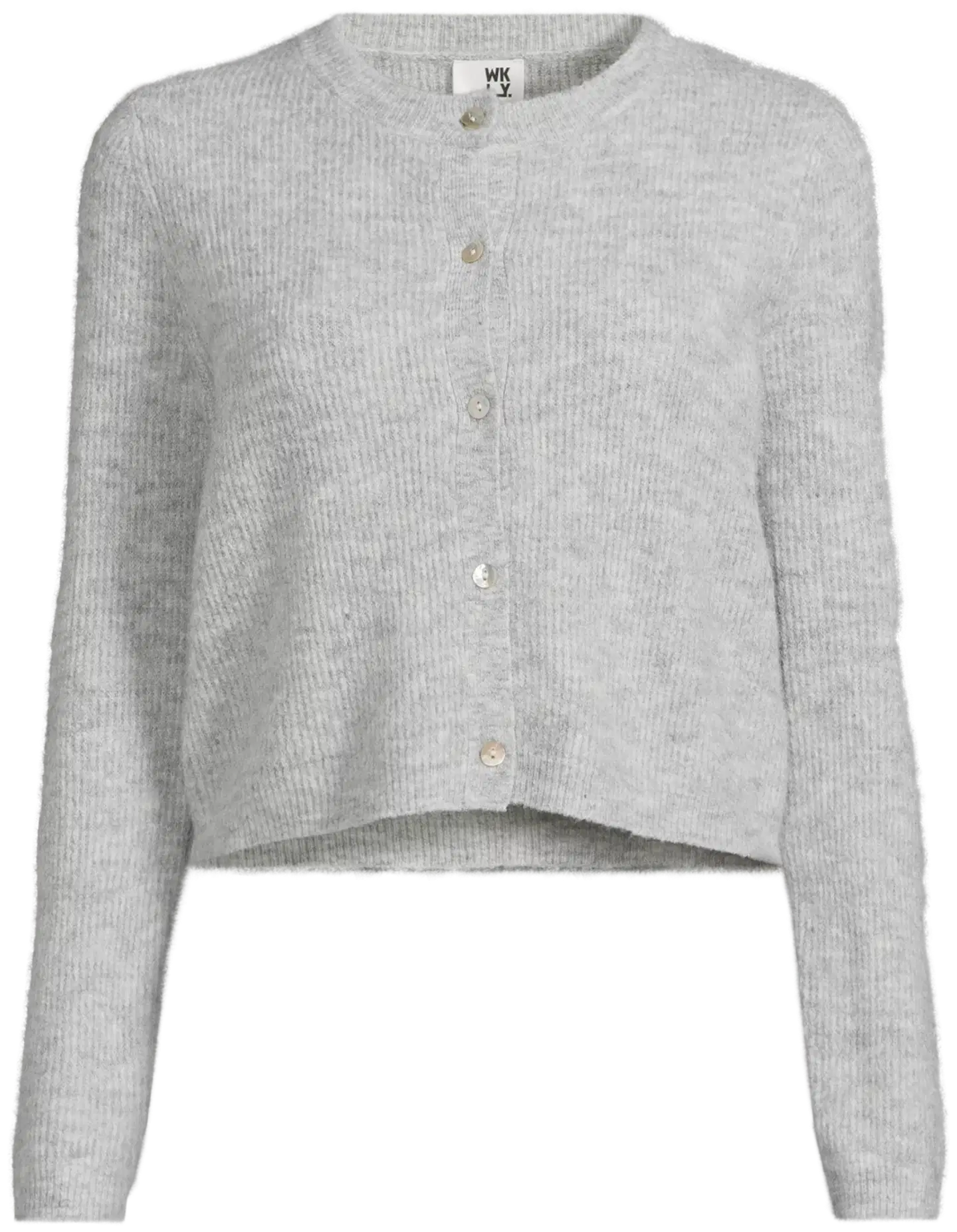 WKLY. naisten lyhyt neuletakki villasekoite 213W312681 - LT GREY MELANGE - 2