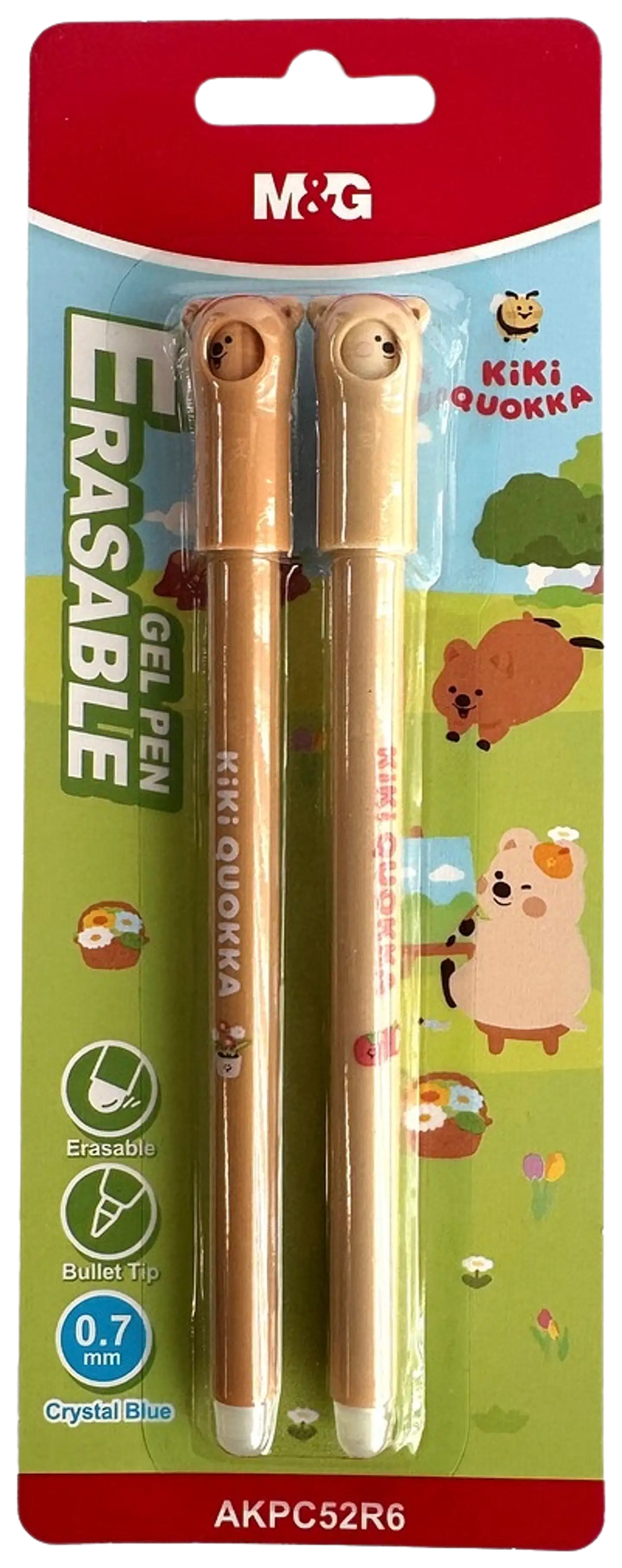 M&G Mood Nalle Geelikynä pyyhittävä 0,7mm sininen muste 2kpl blister - 2