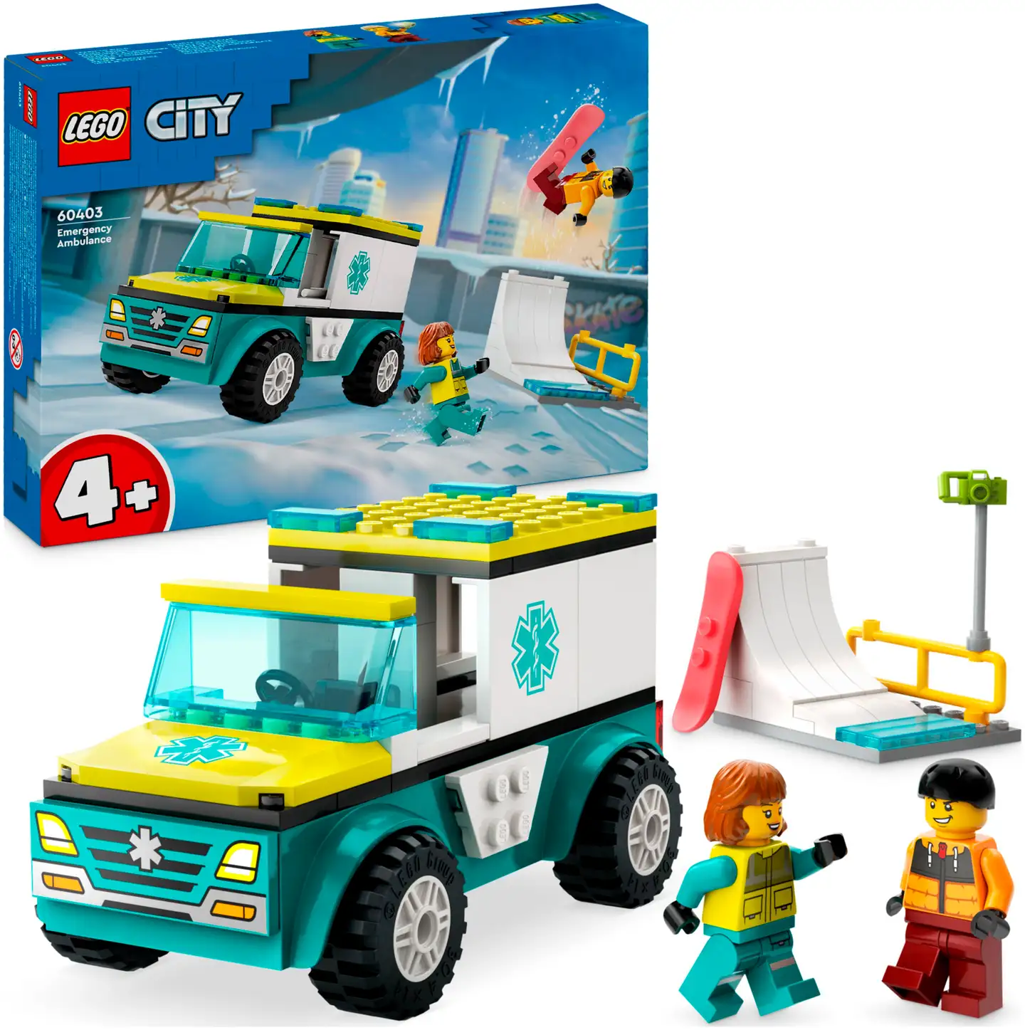 LEGO City Great Vehicles 60403 Ambulanssi ja lumilautailija - 2