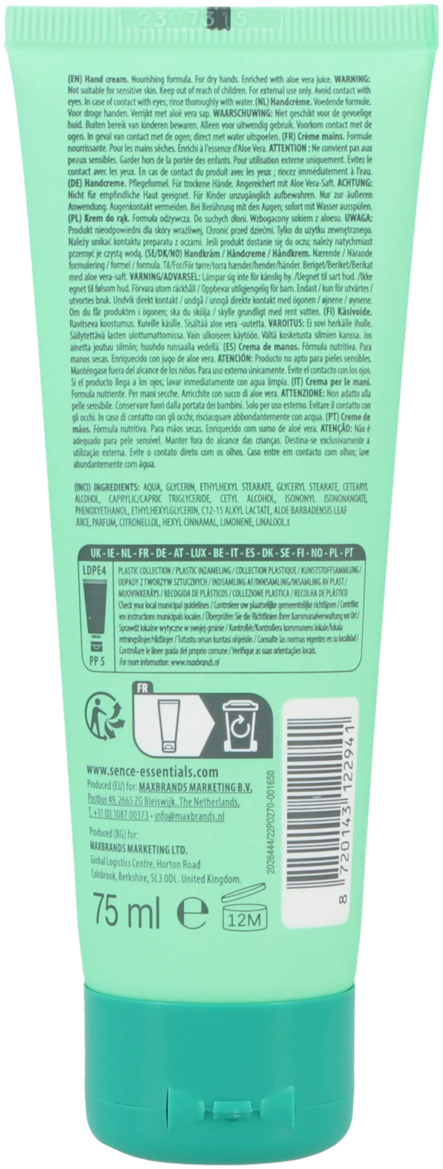 Sence Hand Cream käsivoide Aloe Vera 75ml - 2