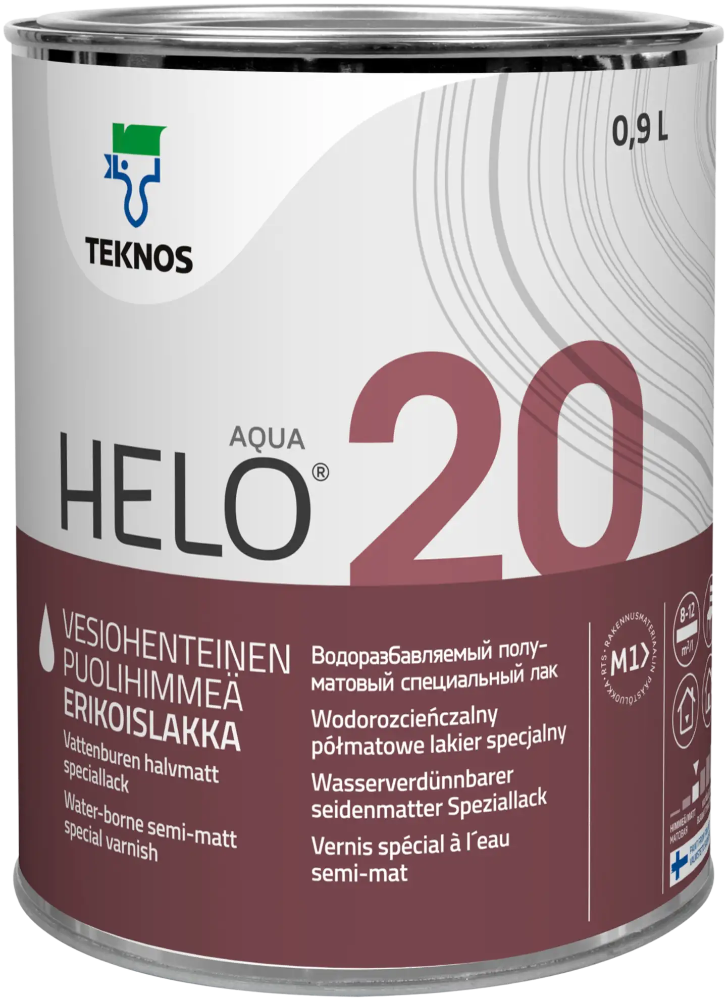 Teknos erikoislakka Helo Aqua 20 0,9 l väritön sävytettävissä puolihimmeä