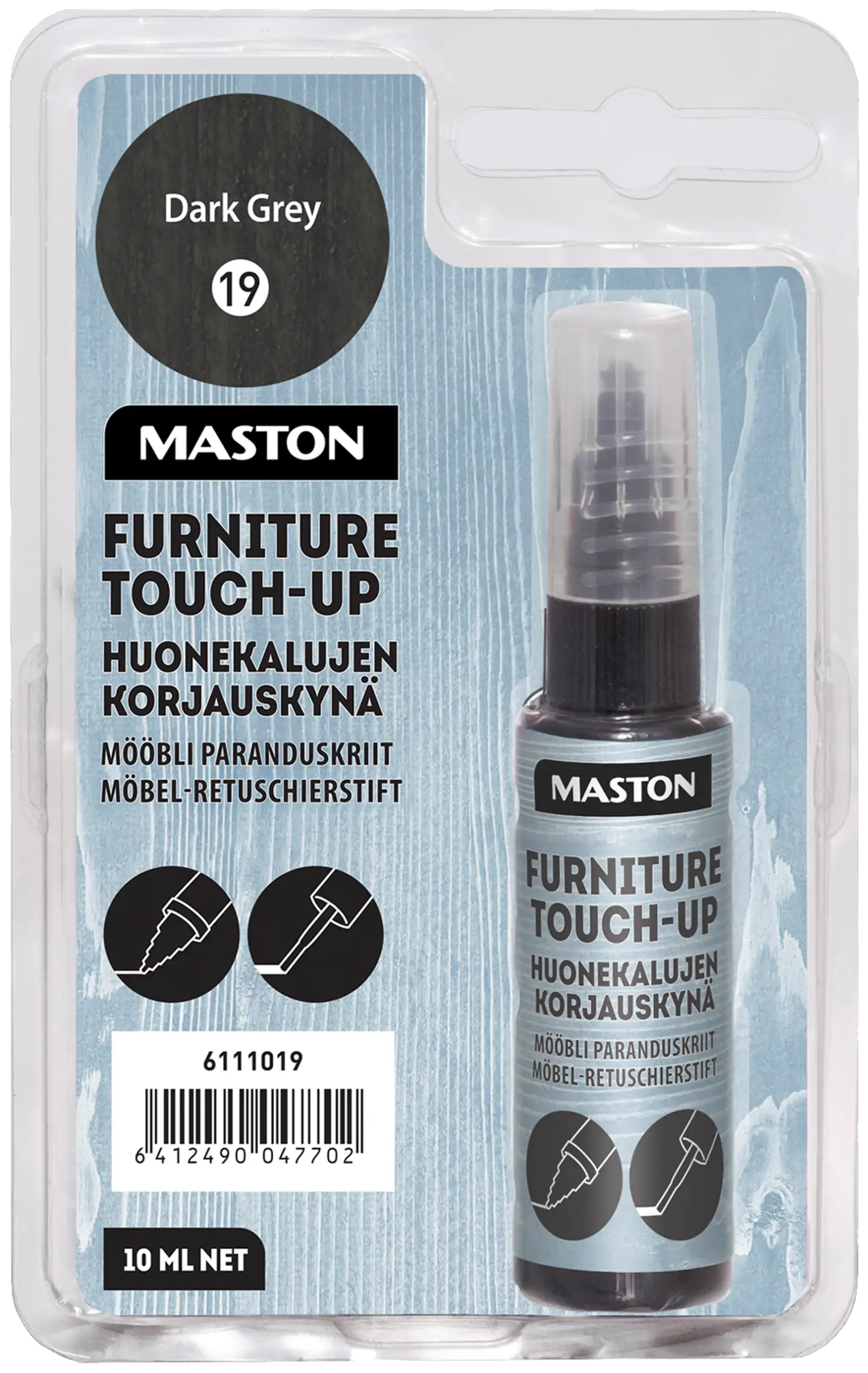 Maston Huonekalujen Korjauskynä 10ml Tumman Harmaa