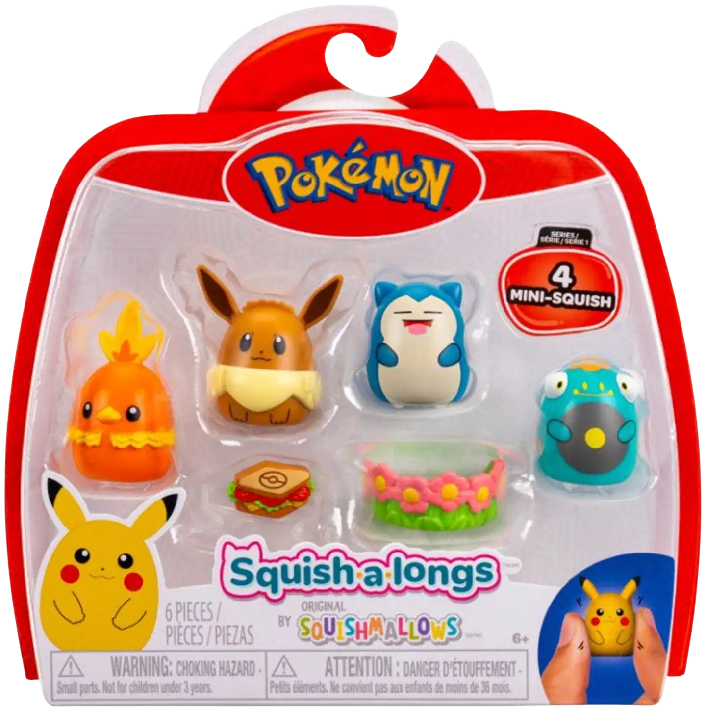 Squishalongs Pokemon 4 Pk Eevee/snorlax - 1