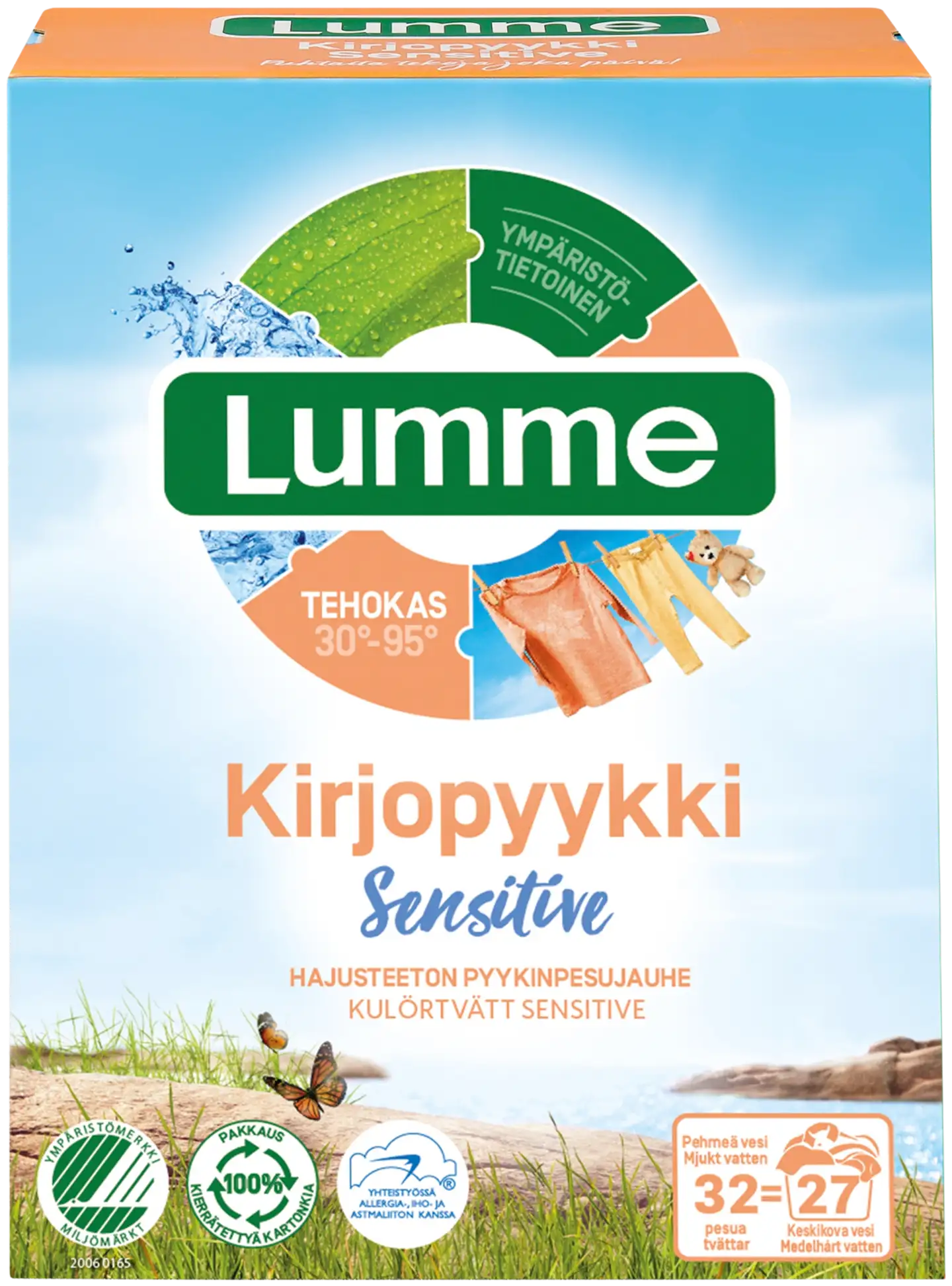 Lumme Kirjopyykki Sensitive hajusteeton pyykinpesujauhe 1120g