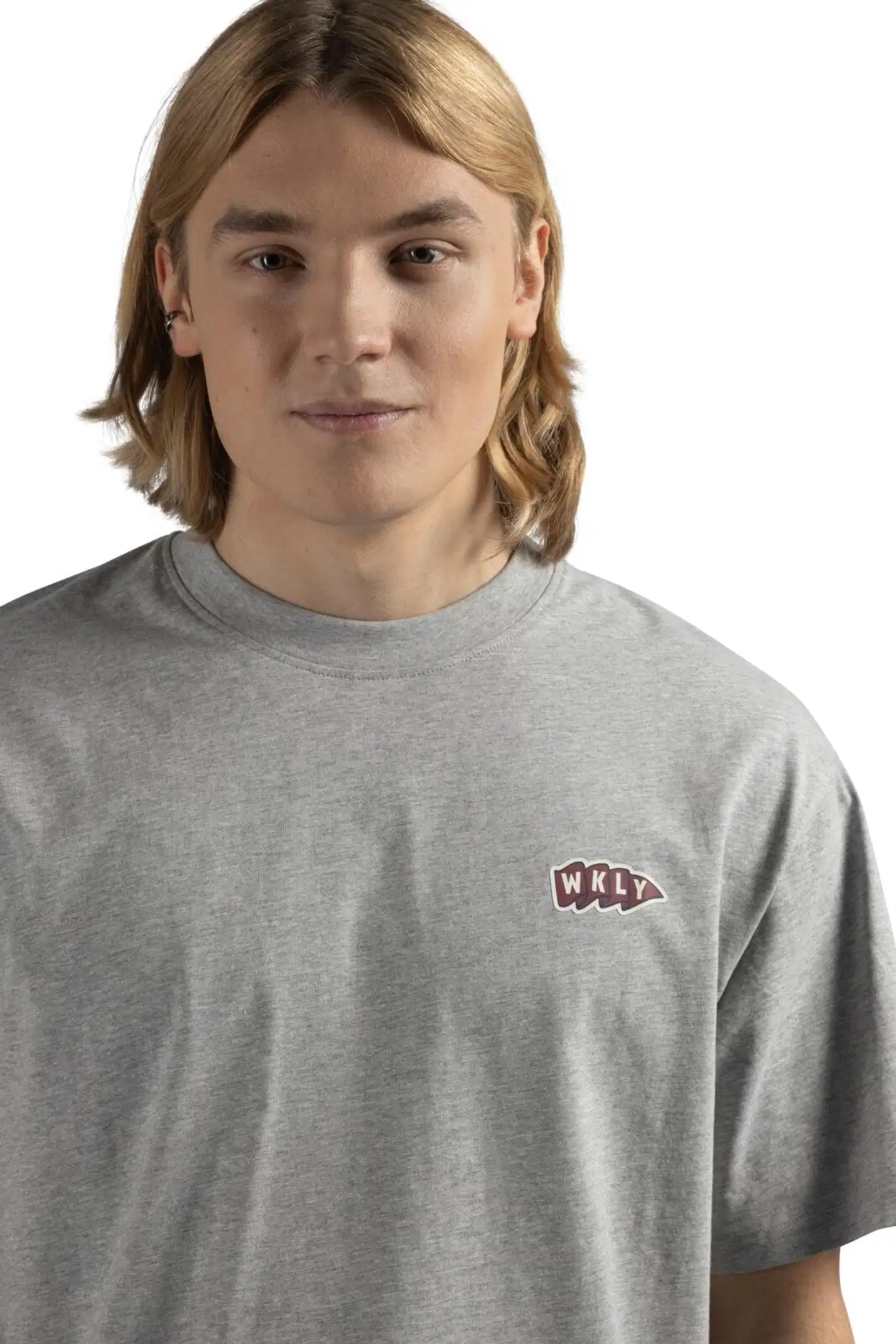 WKLY. miesten t-paita selkäprintillä, väljä istuvuus, oversize 195W252601 - Grey mel. - 4