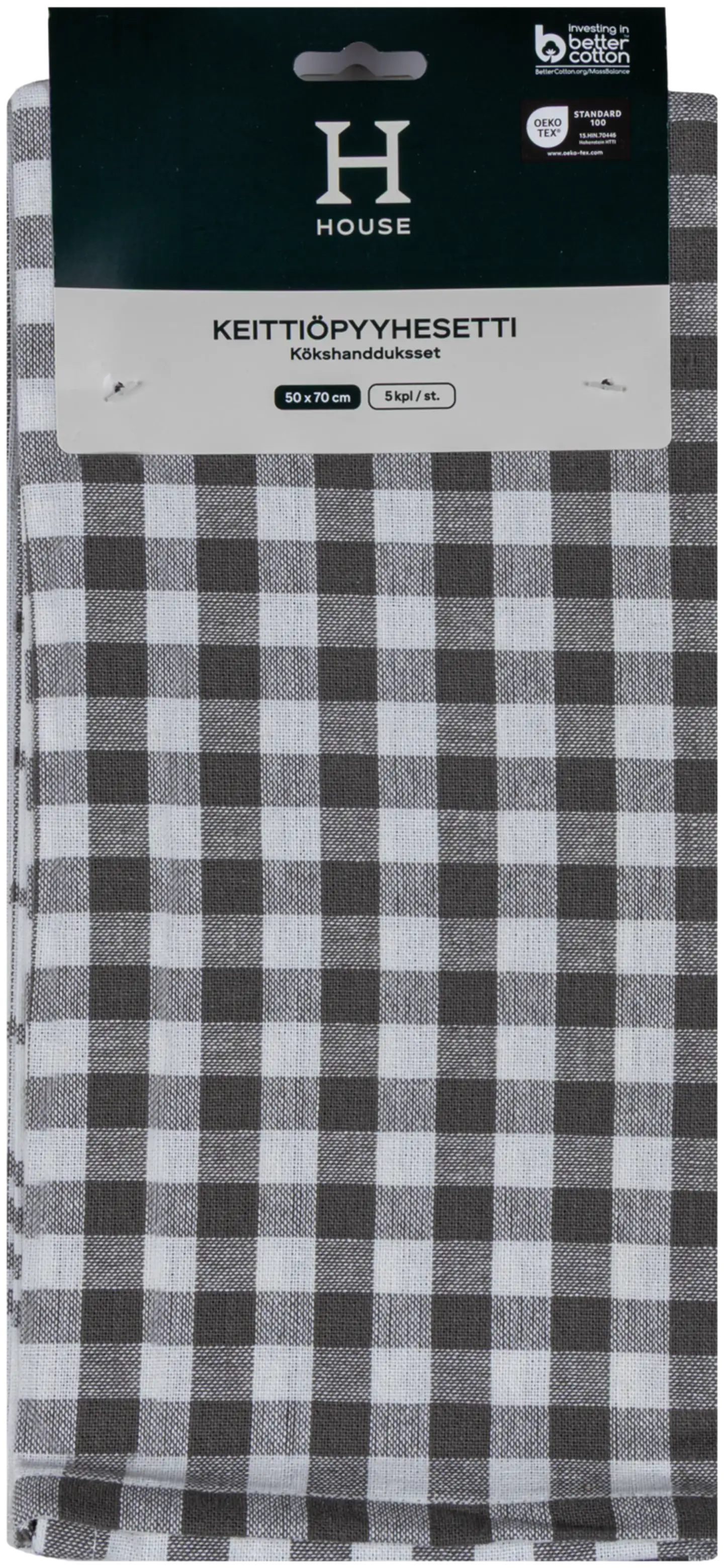 House keittiöpyyhe Annukka 50 x 70 cm harmaa 5 kpl - 7