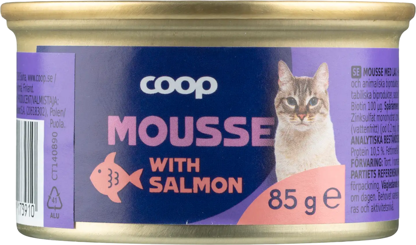 Coop lohta sisältävä mousse täysikasvuisille kissoille 85 g