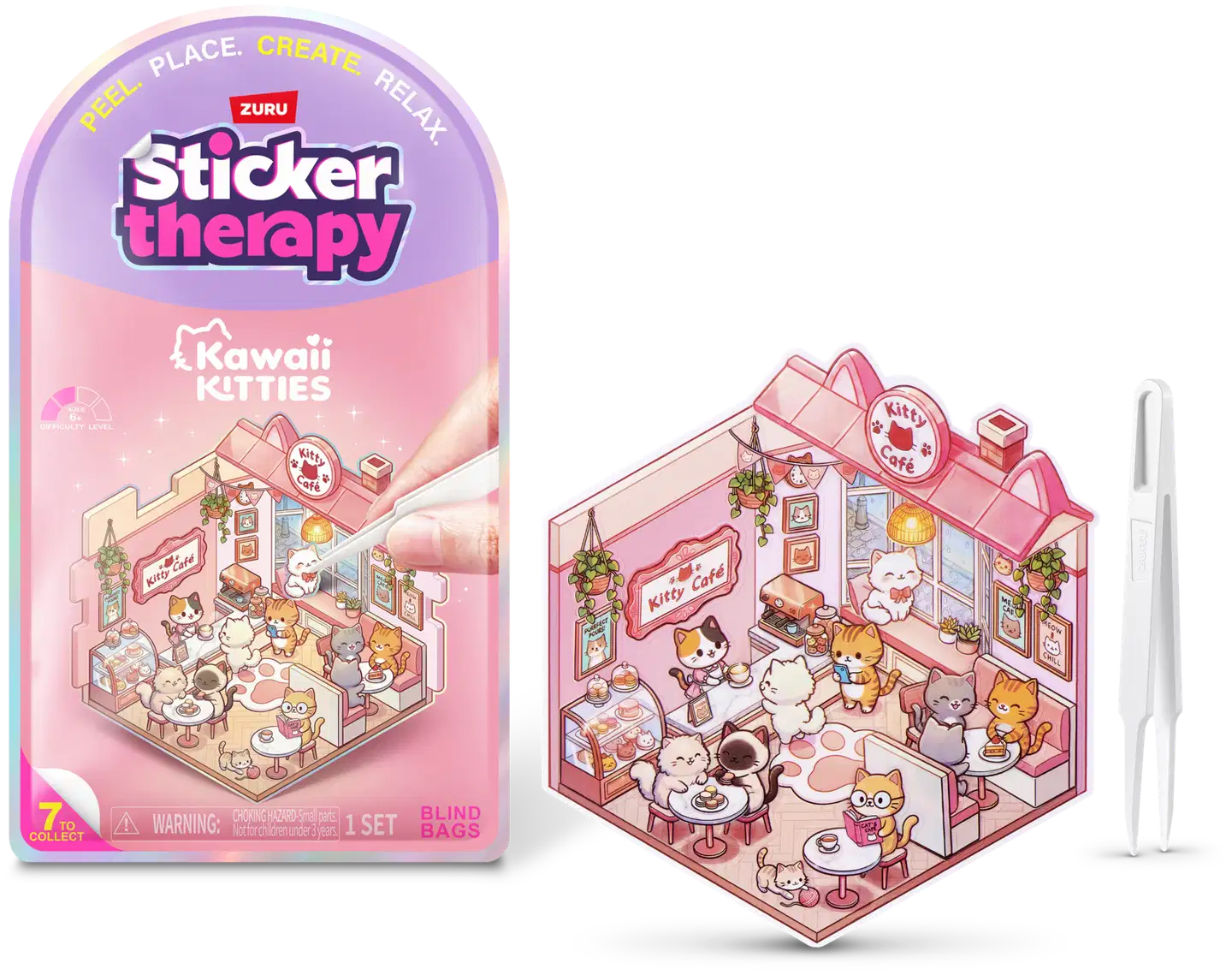 STICKER THERAPY tarra-askartelusetti Kawaii Kitties, erilaisia - 2