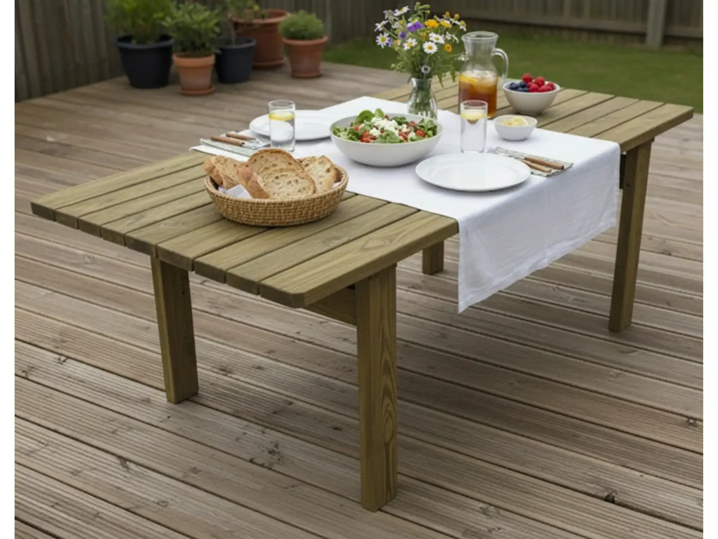 Tammiston Puu Pöytä Amelia 145cm kestopuu vihreä - 4