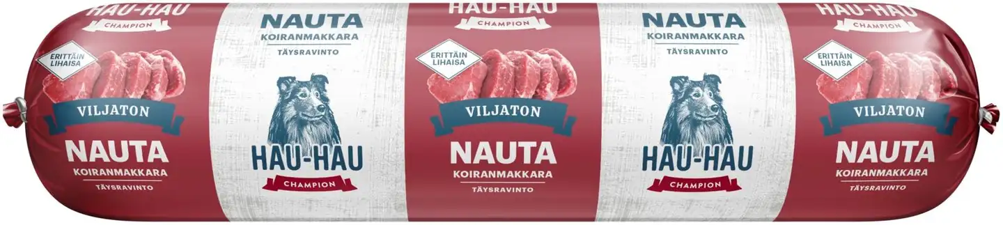 Hau-Hau Champion Viljaton koiranmakkara nauta täysravinto 350 g