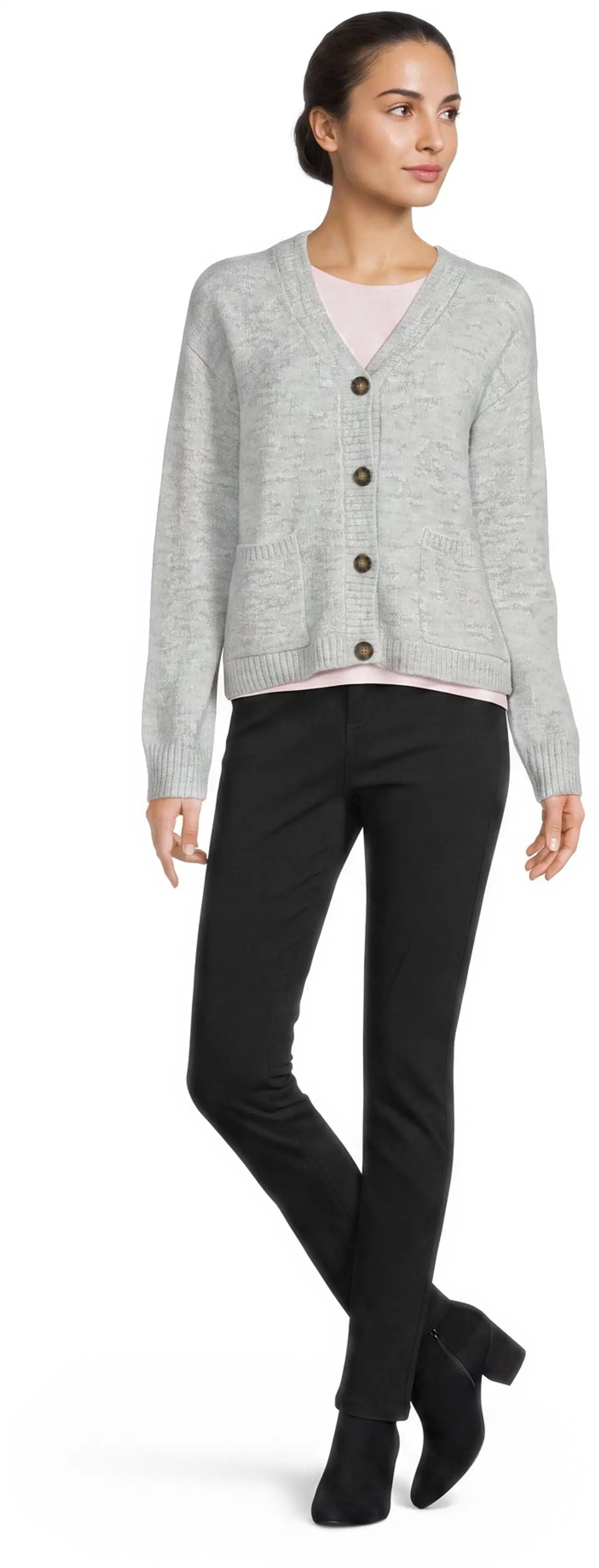 House naisten neuletakki Fluffy-C - L.grey melange - 4