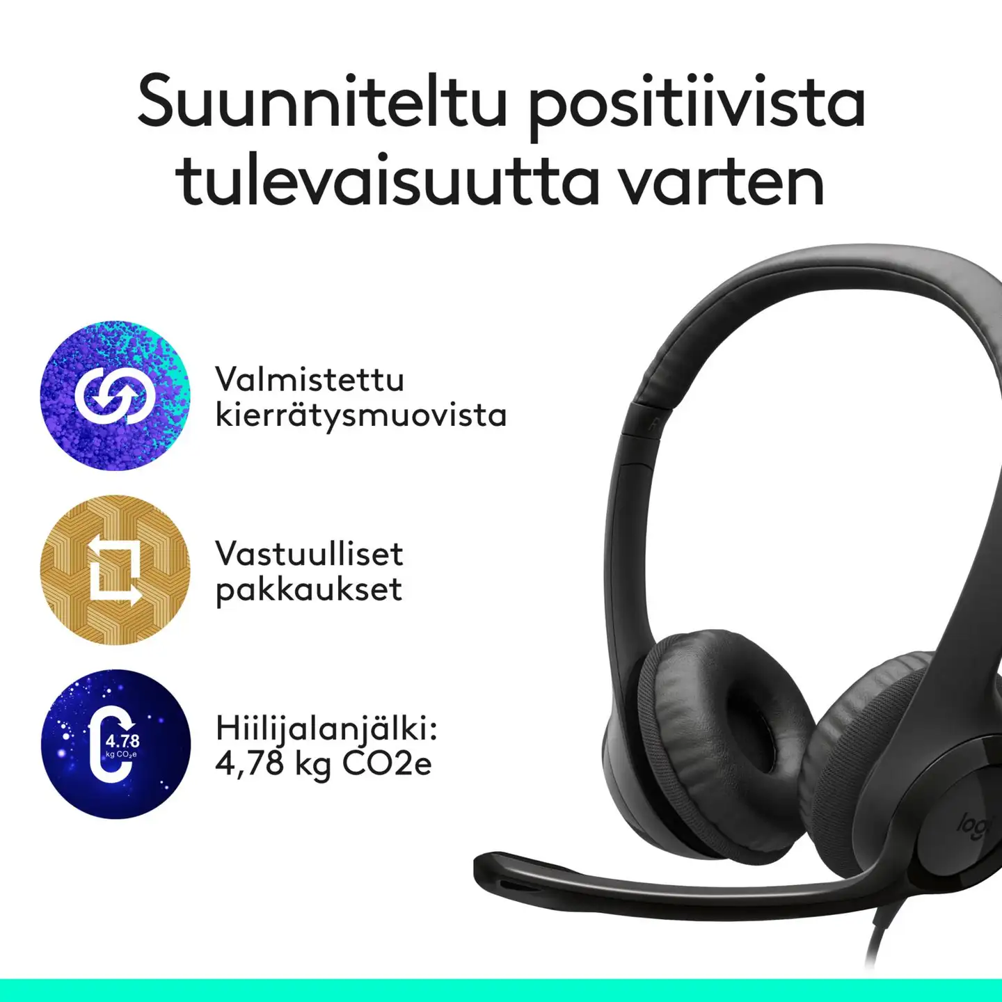 Logitech H390 USB-C headset musta - 5