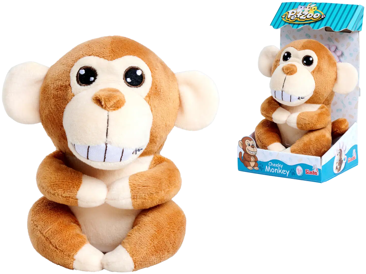 Simba PetZoo Cheeky Monkey, äänipehmo, 20 cm