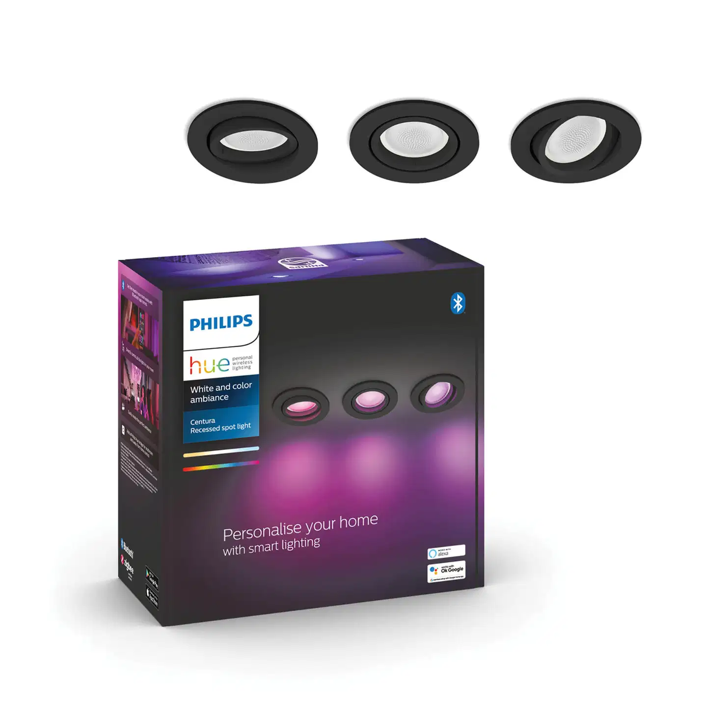 Philips Hue upotettava Centura -kohdevalaisin 4.2W 2000-6500K 1200LM regular musta - 4