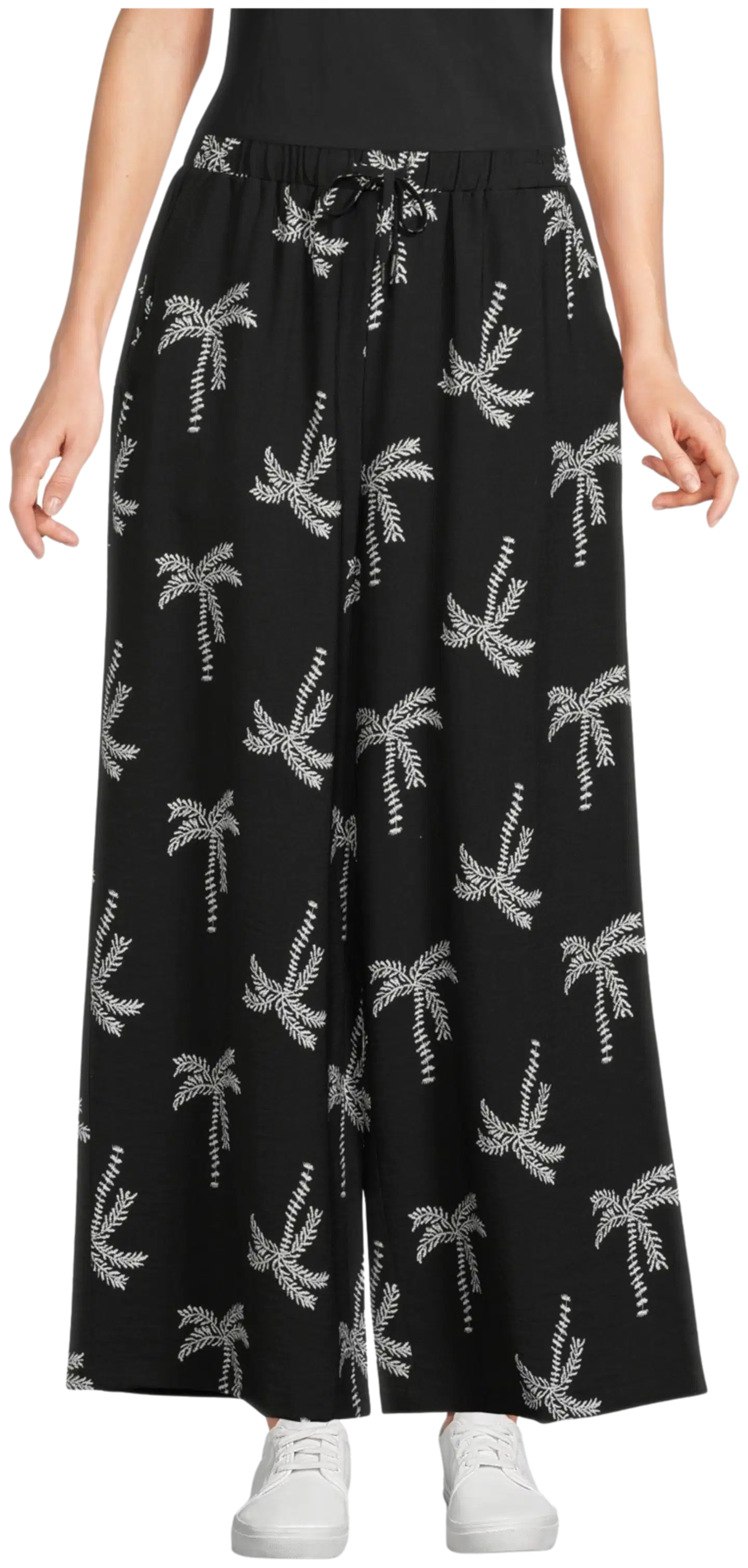 TEX naisten leveälahkeiset housut I282861 - BLACK 1 - 1