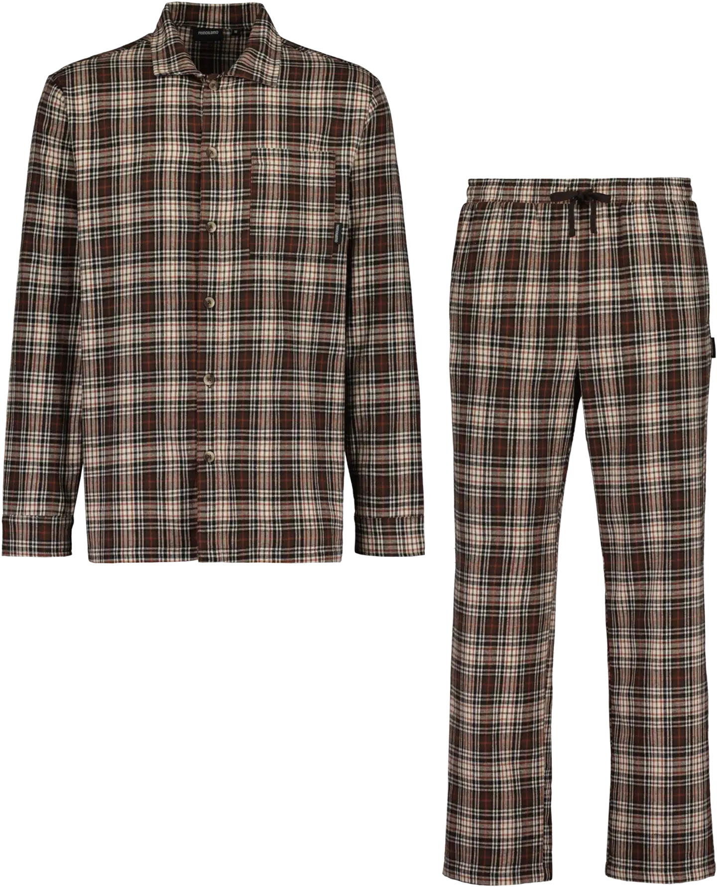 Reino&Aino miesten flanellipyjama - BROWN - 1