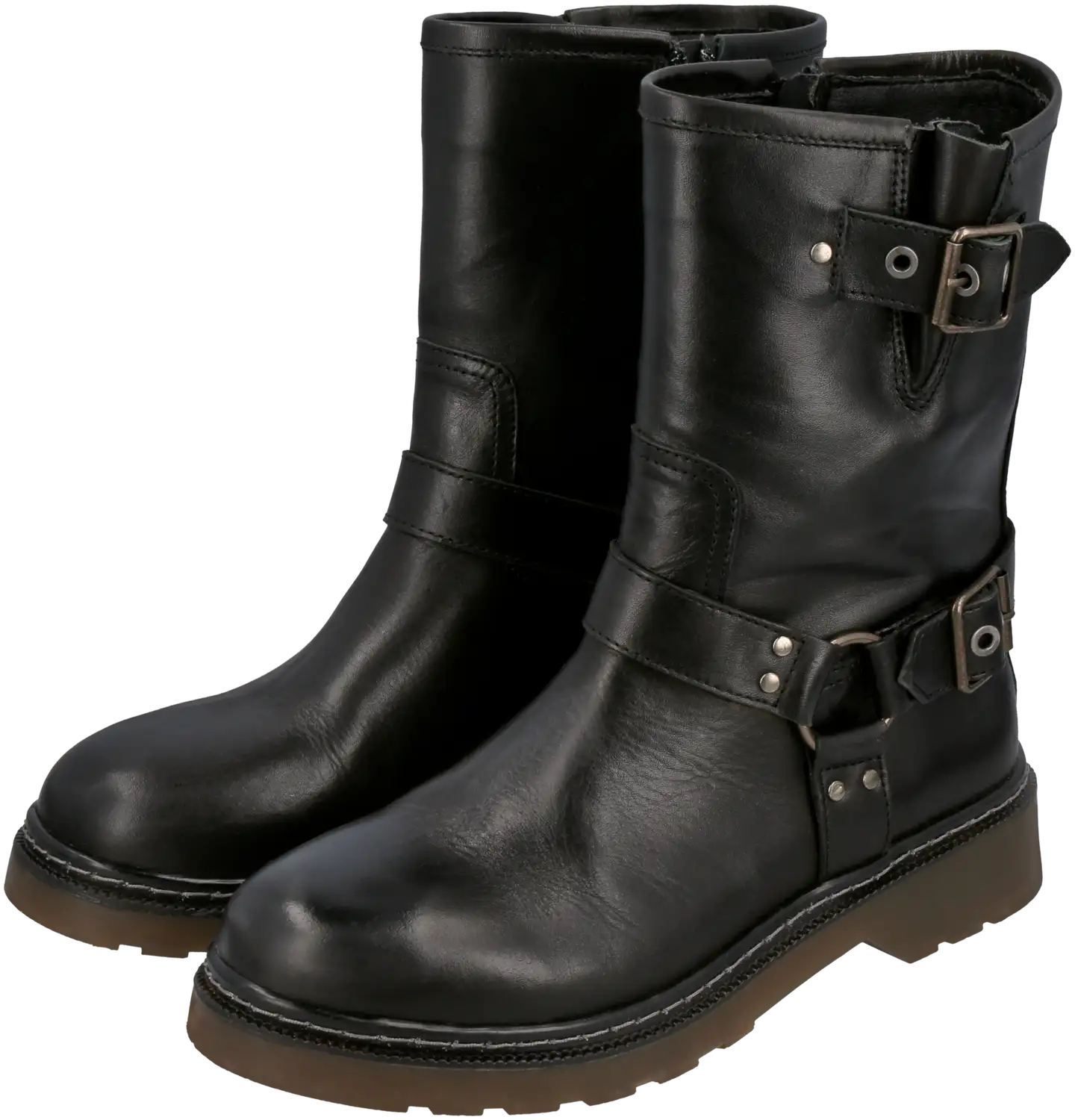 WKLY. naisten nahkaiset biker-bootsit Rock - Blk - 3