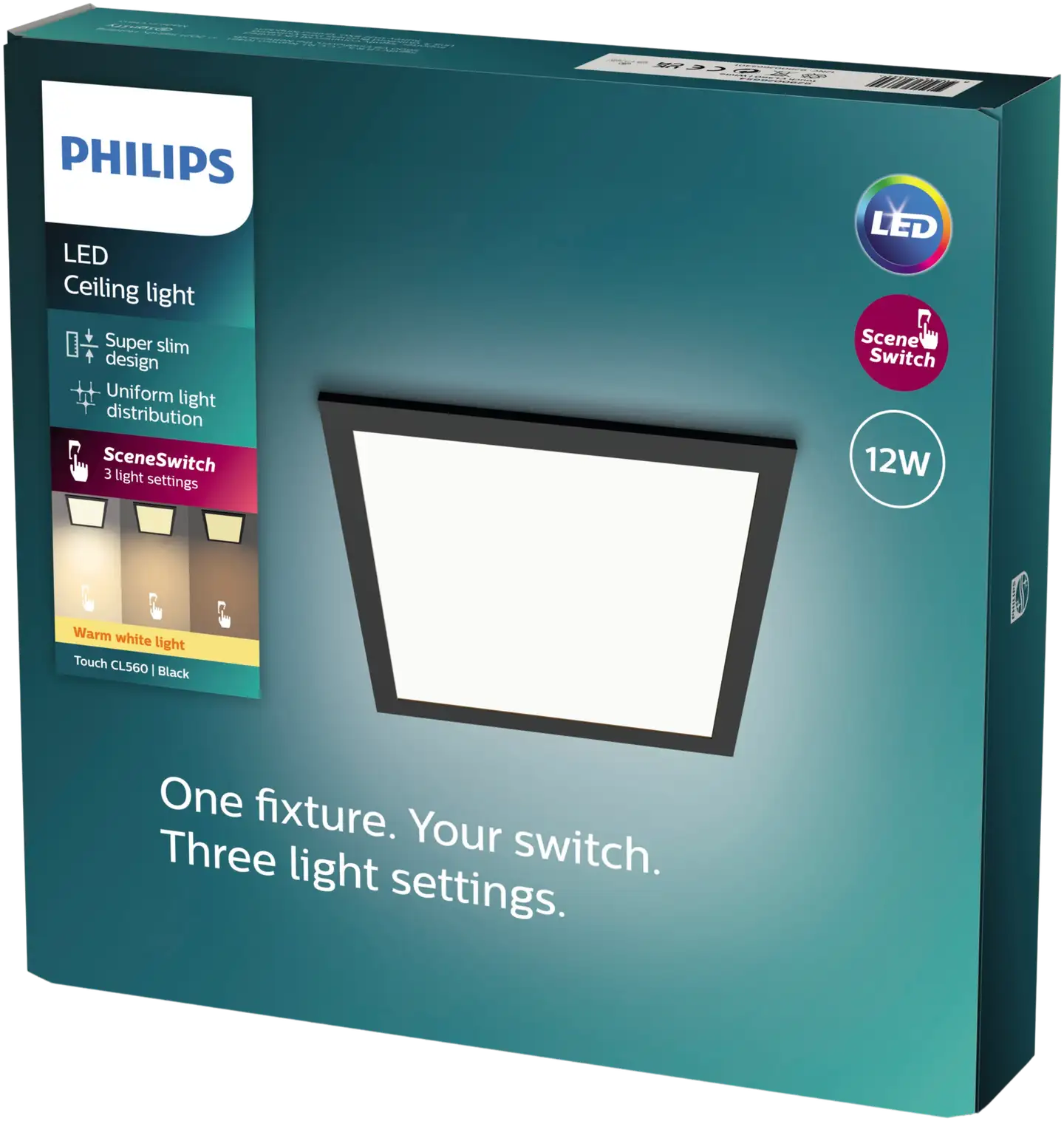 Philips paneelivalaisin Touch CL560 musta SceneSwitch 12W 27K - 2