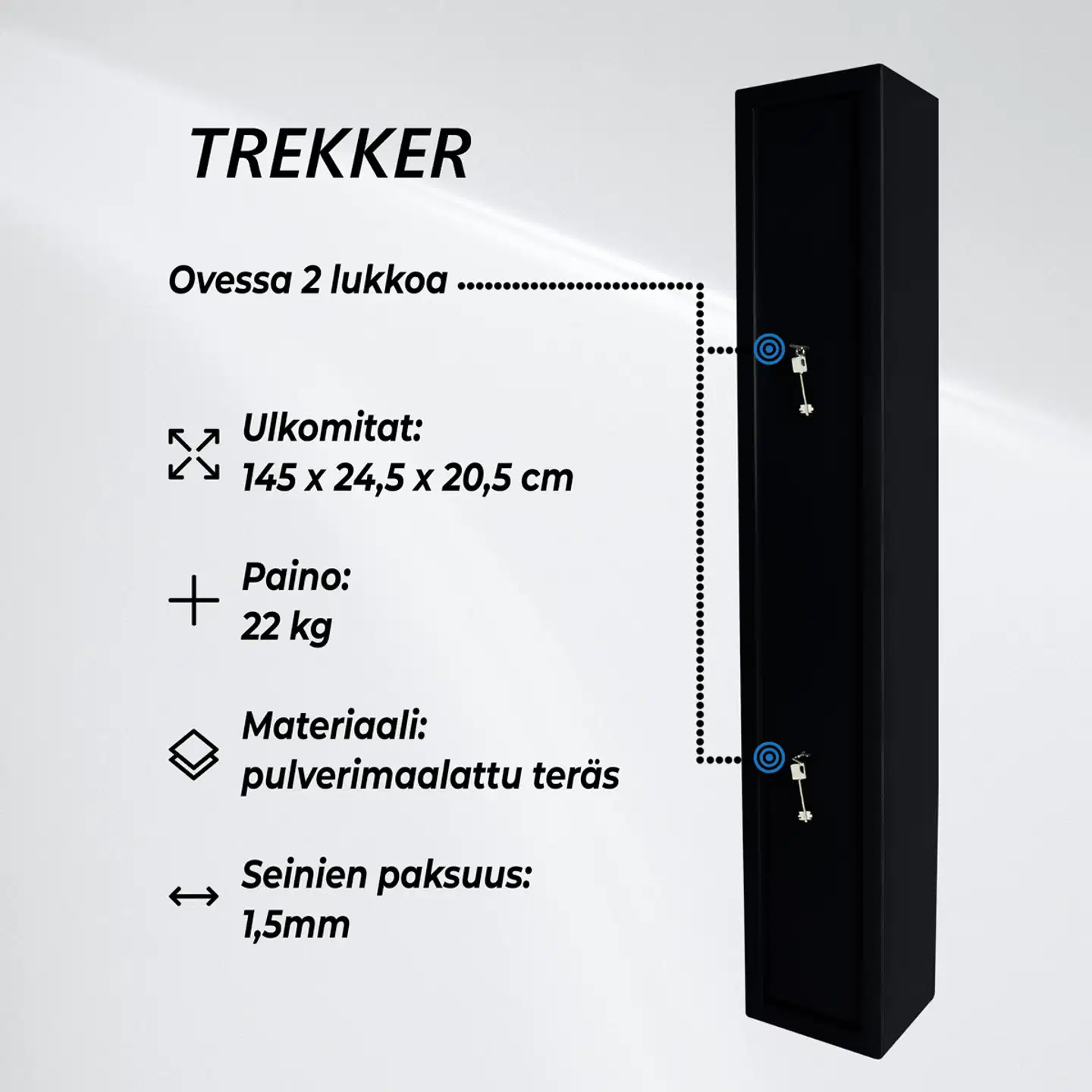 Trekker asekaappi 3 aseelle as300, musta - 2