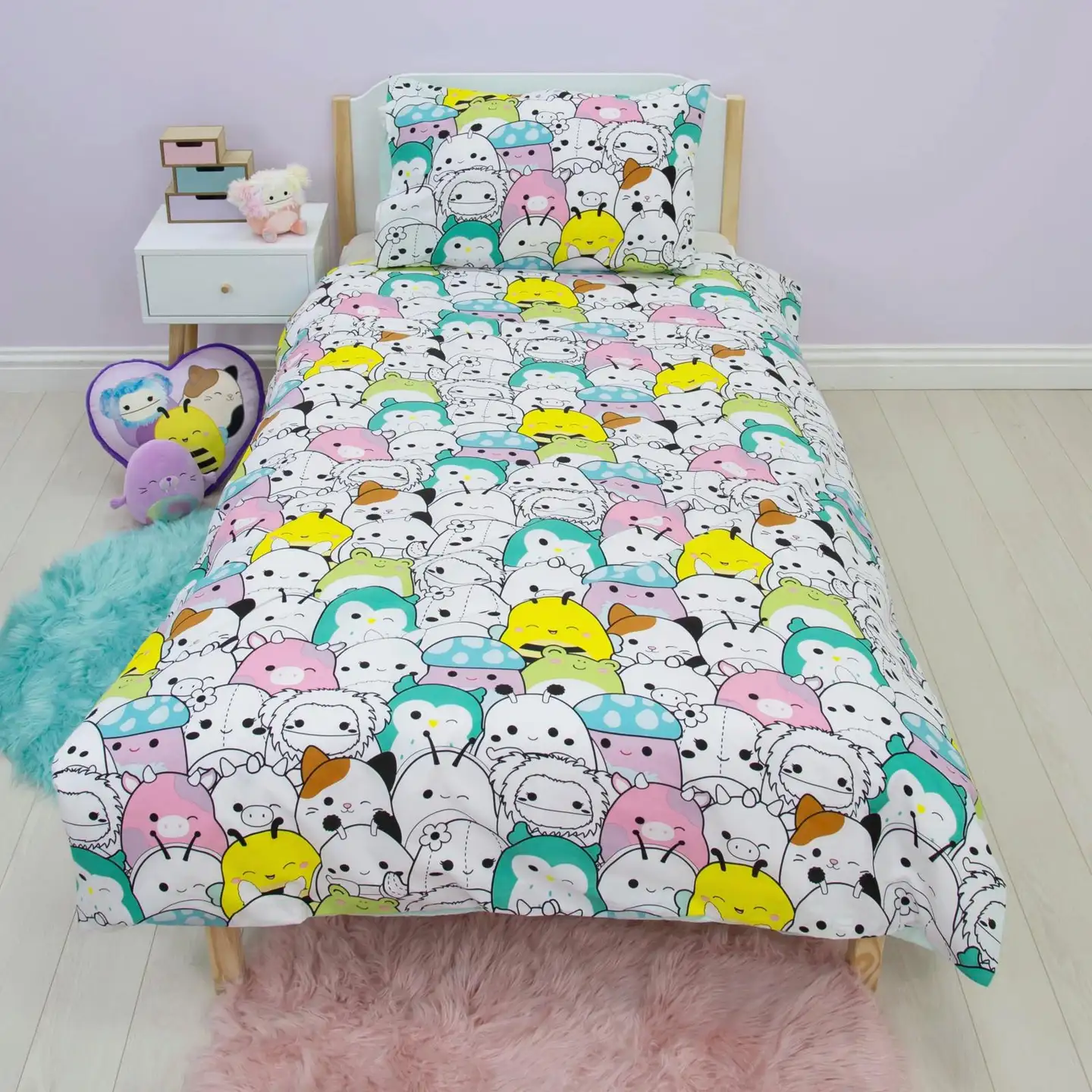Lasten pusssilakanasetti Squishmallows 150x210+50x60 cm - 7