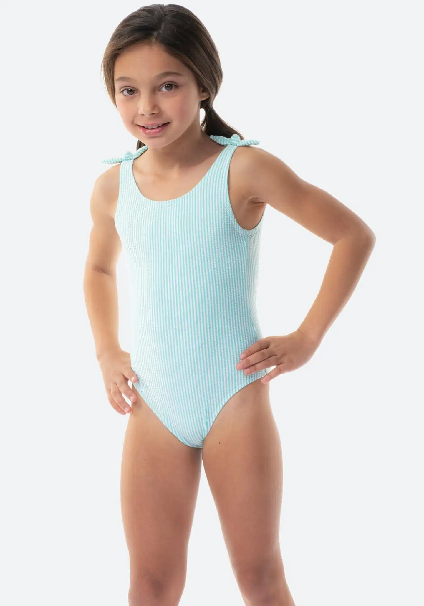 TEX lasten uimapuku solmu raita I276820 - WHITE 1 - 1