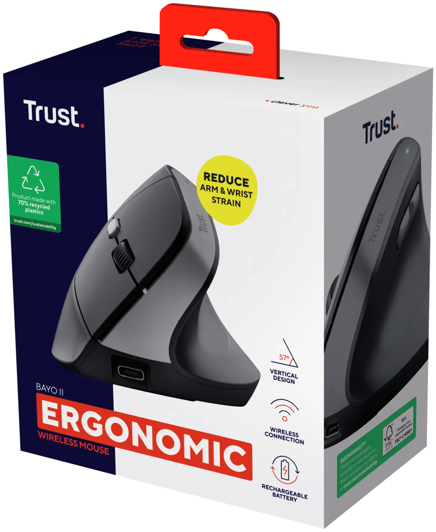 Trust Bayo II ergonominen langaton hiiri musta - 6