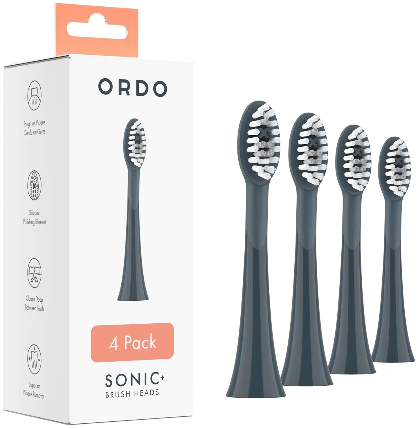 Ordo Sonic -harjaspäät, hiili - 4 kpl - 2