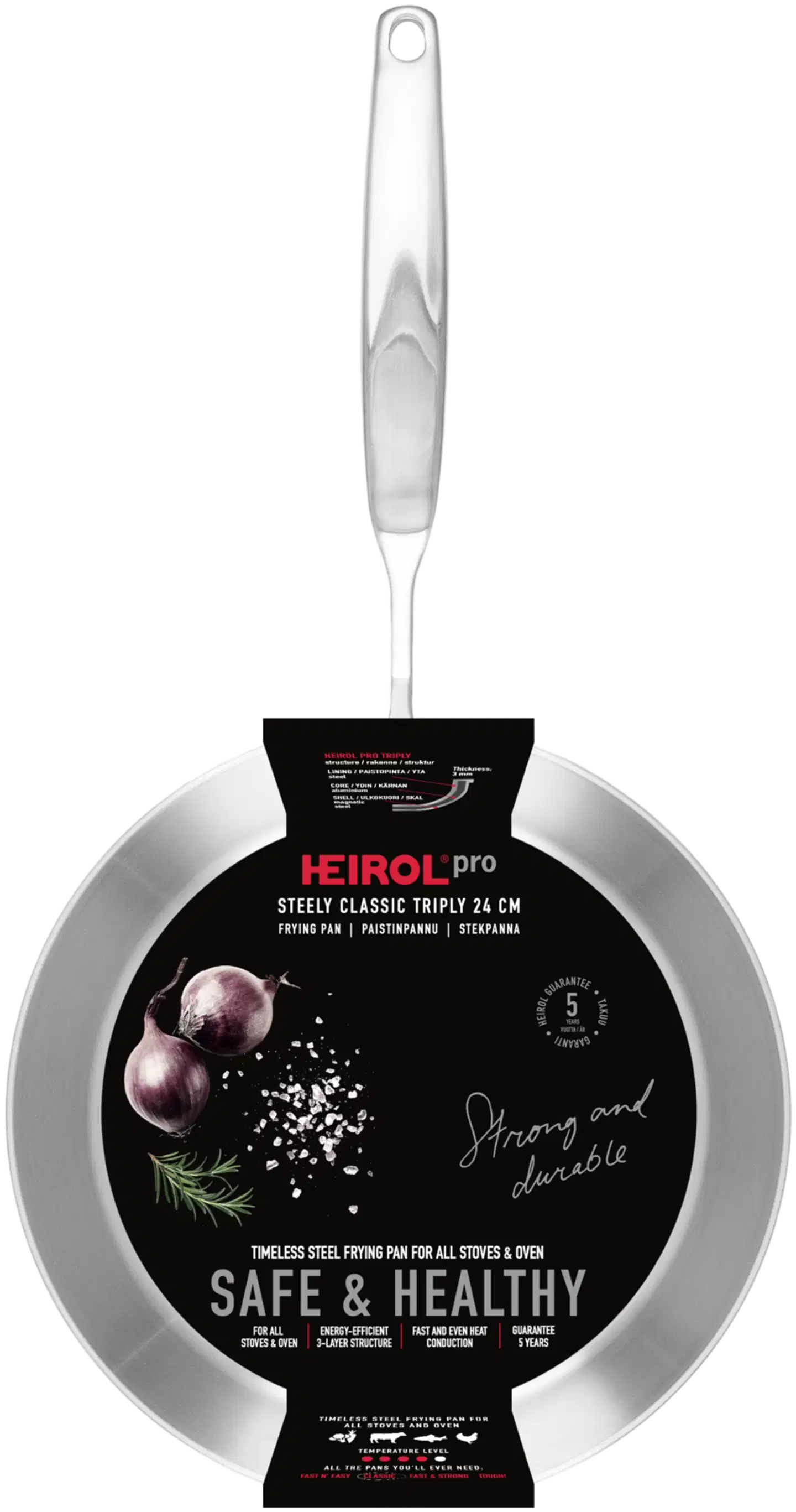 Heirol Paistinpannu 24 cm Steely Classic Triply - 3