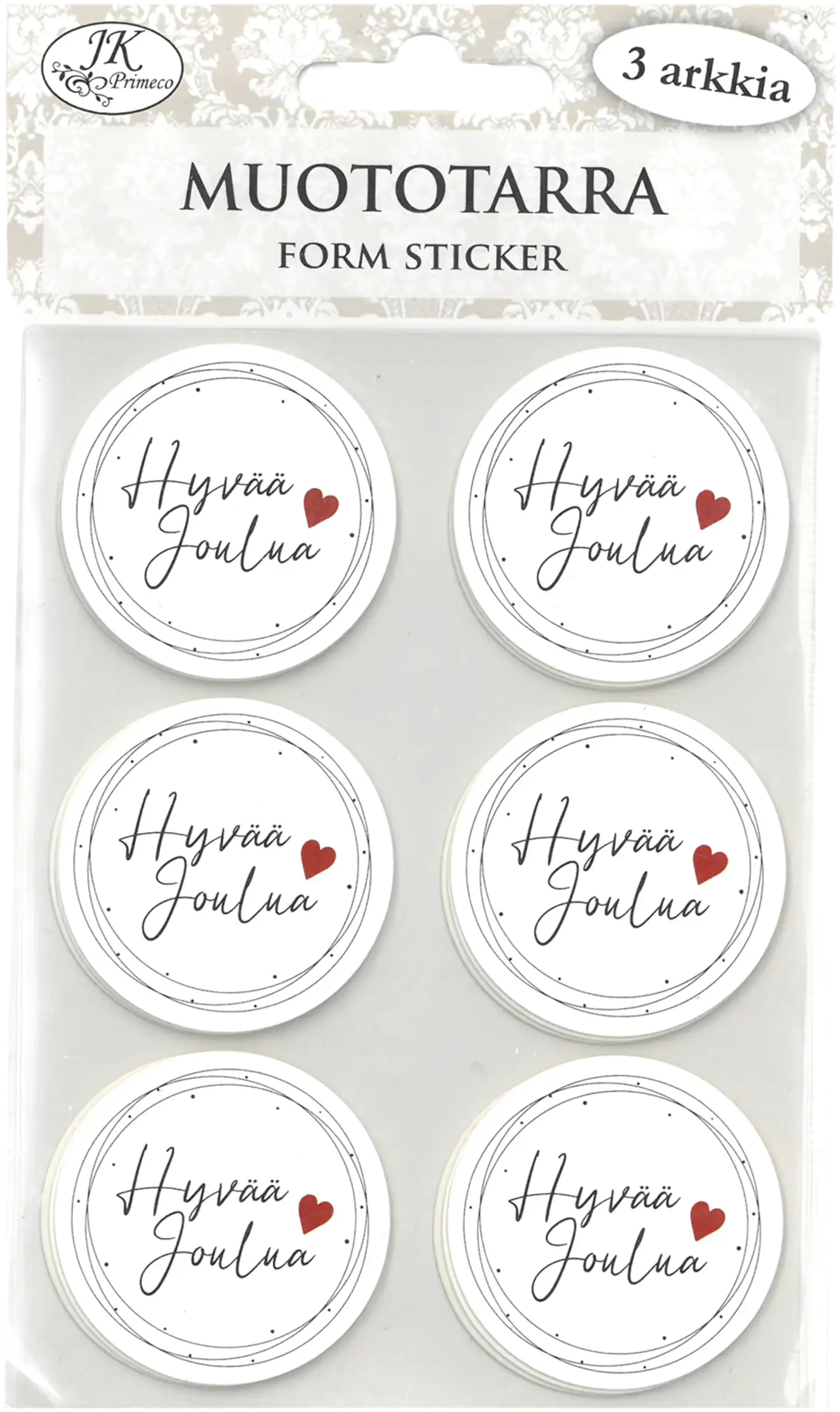 J.K. Primeco muototarra Hyvää joulua moderni musta 3ark