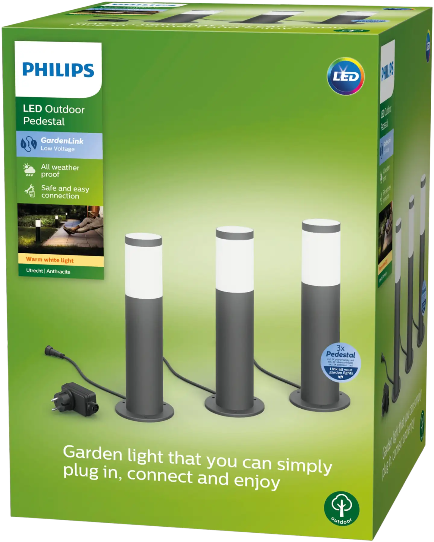 Philips pylväsvalaisin Utrecht matalajännite aloituspakkaus 24W 3kpl - 2