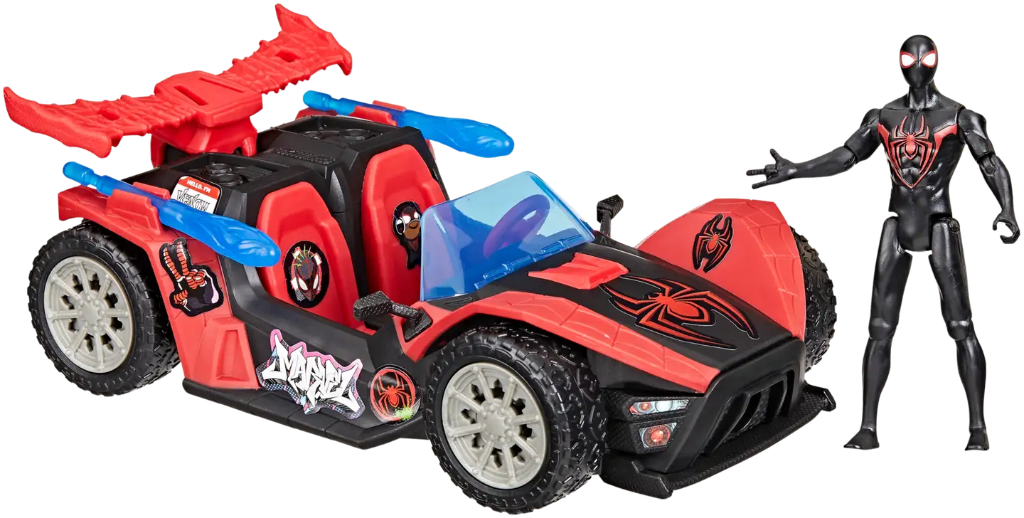 Spider-Man Leikkisetti Spider-auto ja Miles Morales 10cm - 2