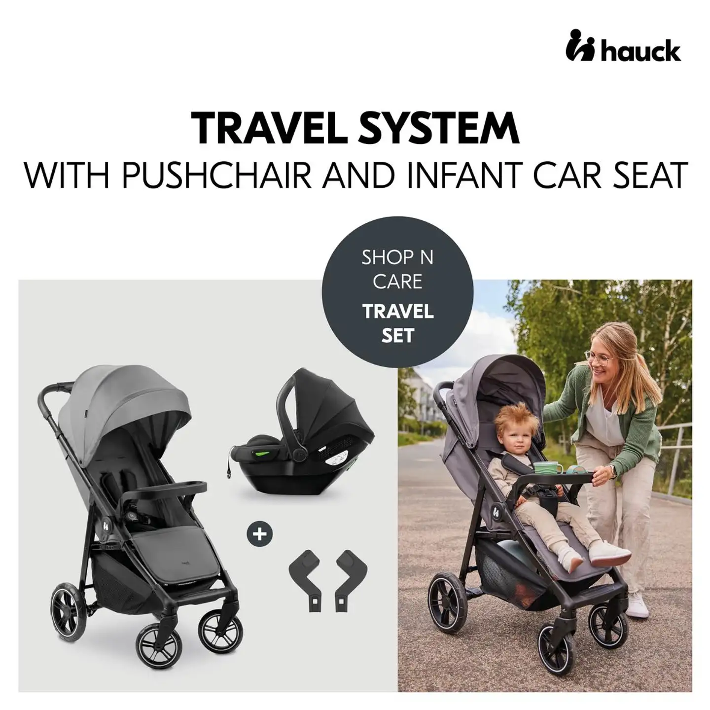 Hauck yhdistelmävaunut Shop N Care Travel Set 0-25 kg harmaa - 17