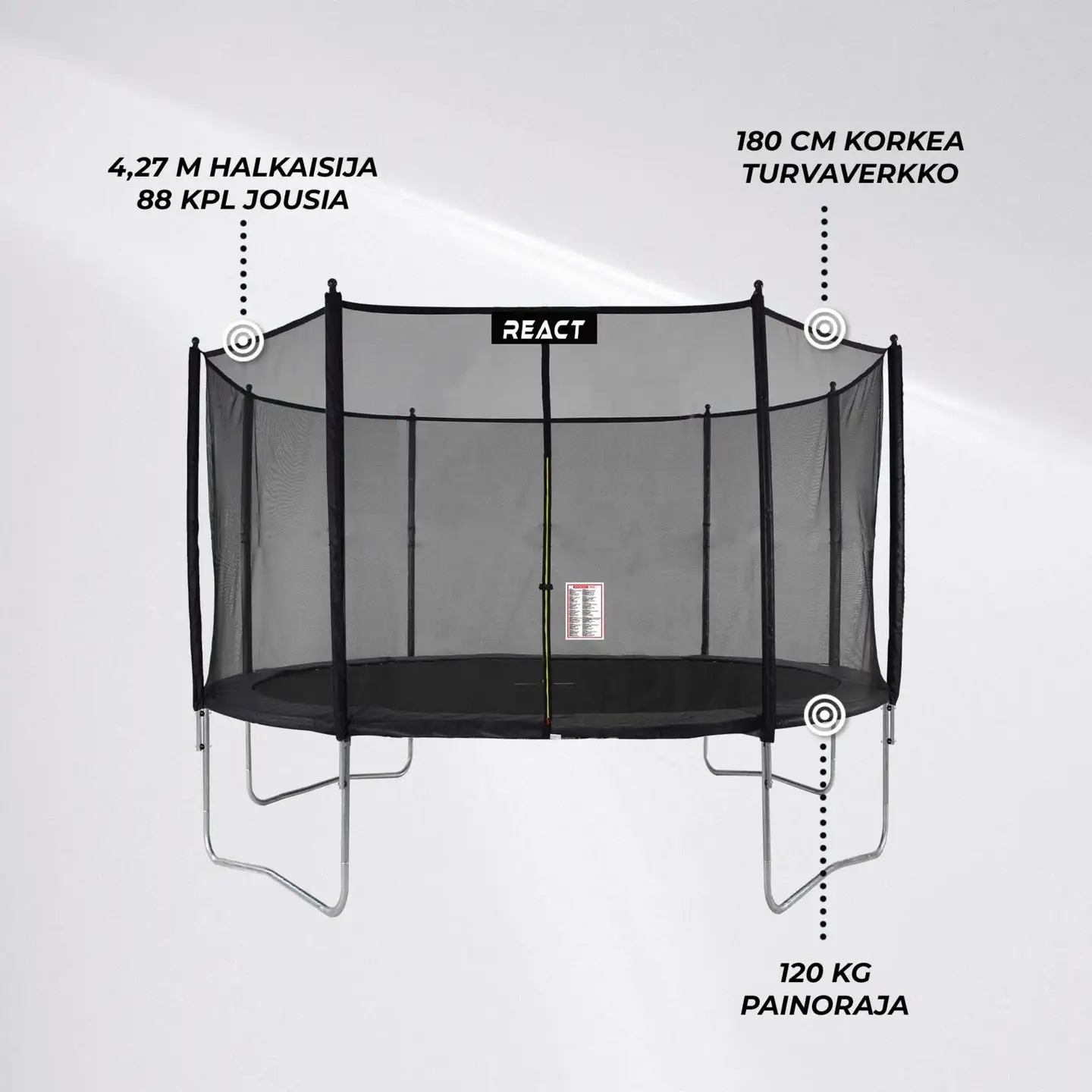 React trampoliini turvaverkolla 427 cm - 3