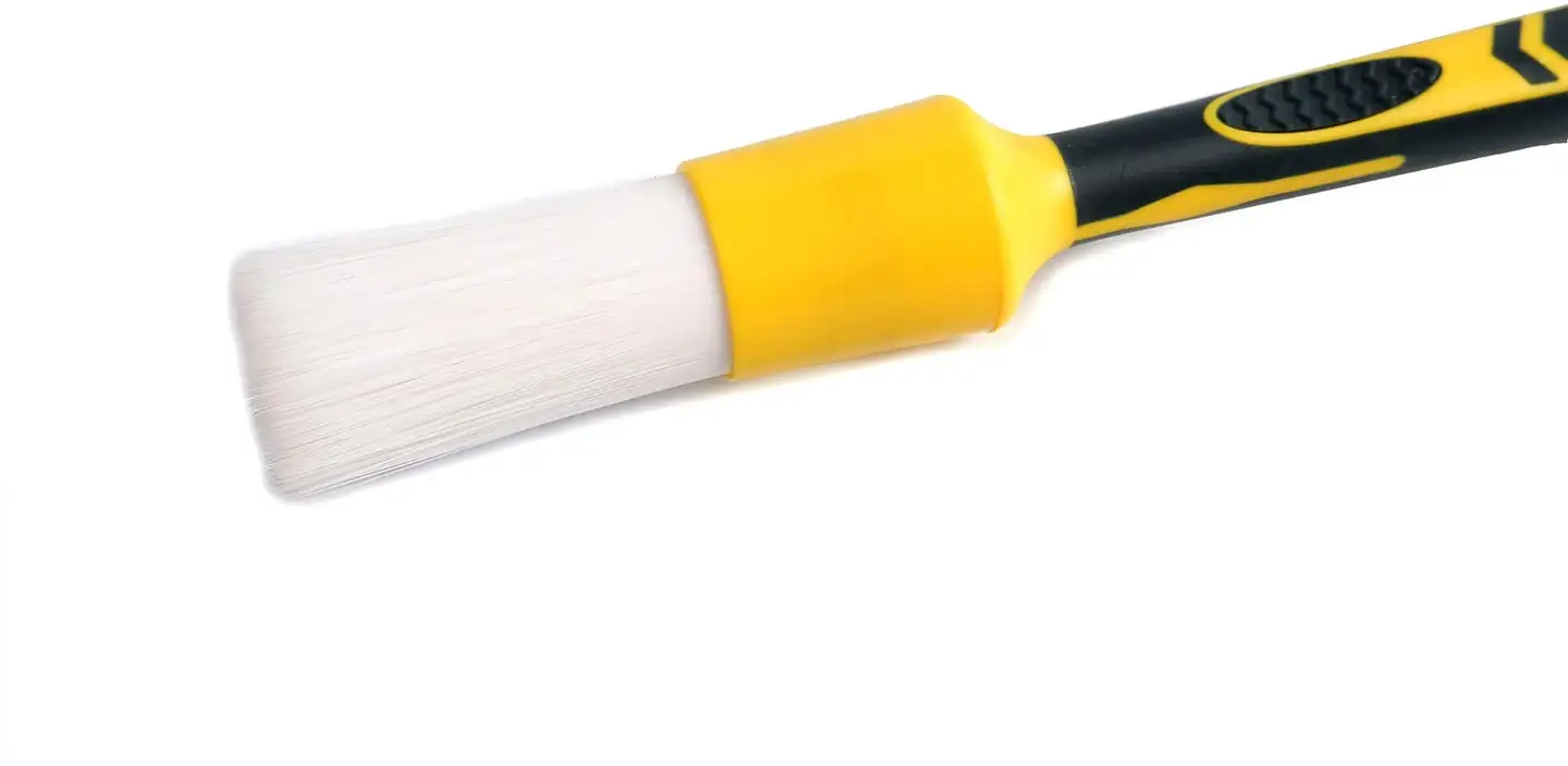 Maxshine 704617YM White Classic yksityiskohtaharja – koko #12, valkoiset PET-harjakset, ergonominen kumikahva, naarmuttamaton, tarkkaan puhdistukseen sisä- ja ulkopinnoilla - 2
