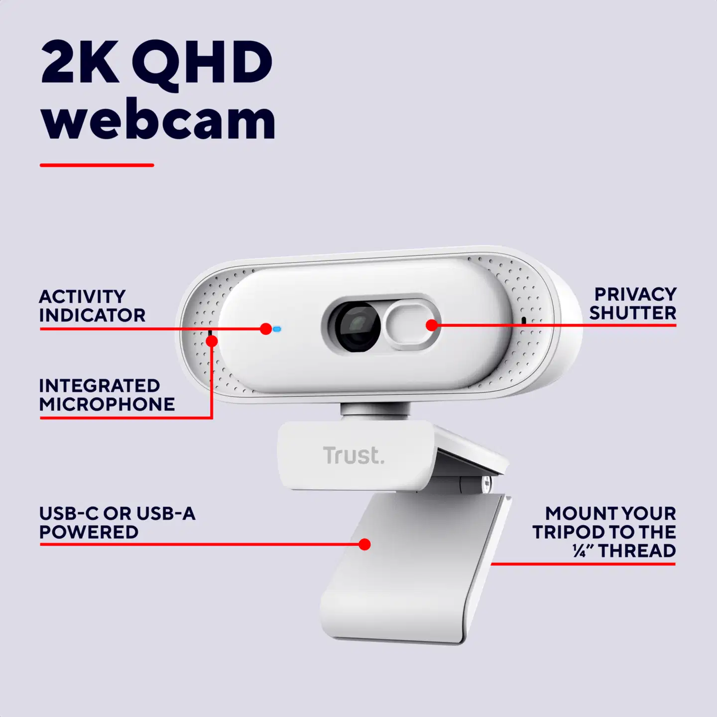 Trust Tomar 2K QHD Webkamera valkoinen - 10