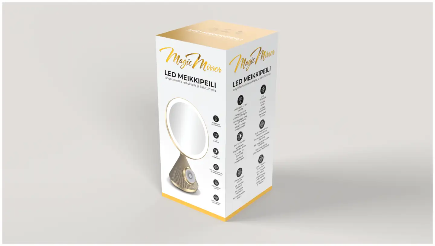 Waltter Magic Mirror LED meikkipeili langattomalla latauksella ja kaiuttimella kulta - 2