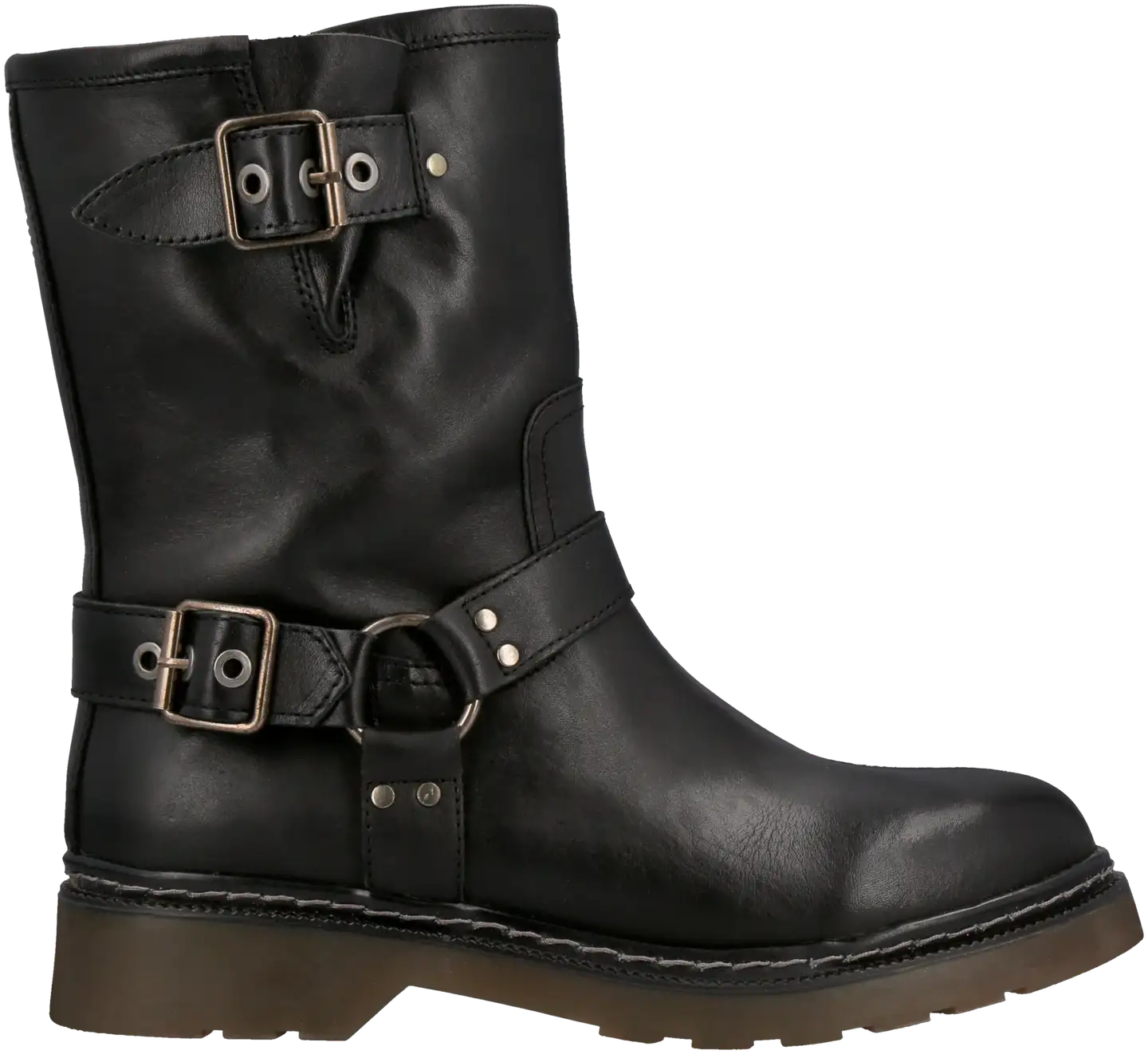 WKLY. naisten nahkaiset biker-bootsit Rock - Blk - 1